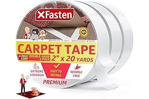XFasten Double Sided Carpet Tape for Indoor Flooring Over Carpet
