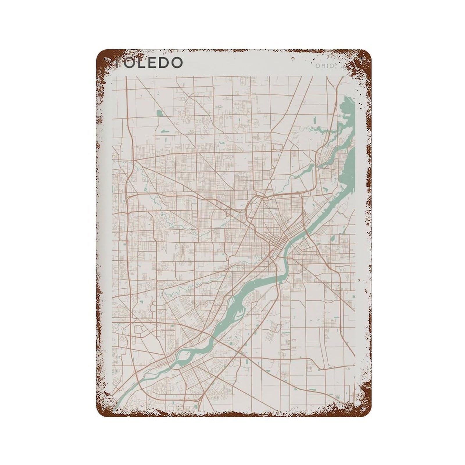 xiaoxiaoshen Toledo Map Ohio Travel Gift Scandi Wall Decor Art Metal Tin Poster Modern Home Decor Art Home Bar Shop Decorations Vintage Sign 40x30cm