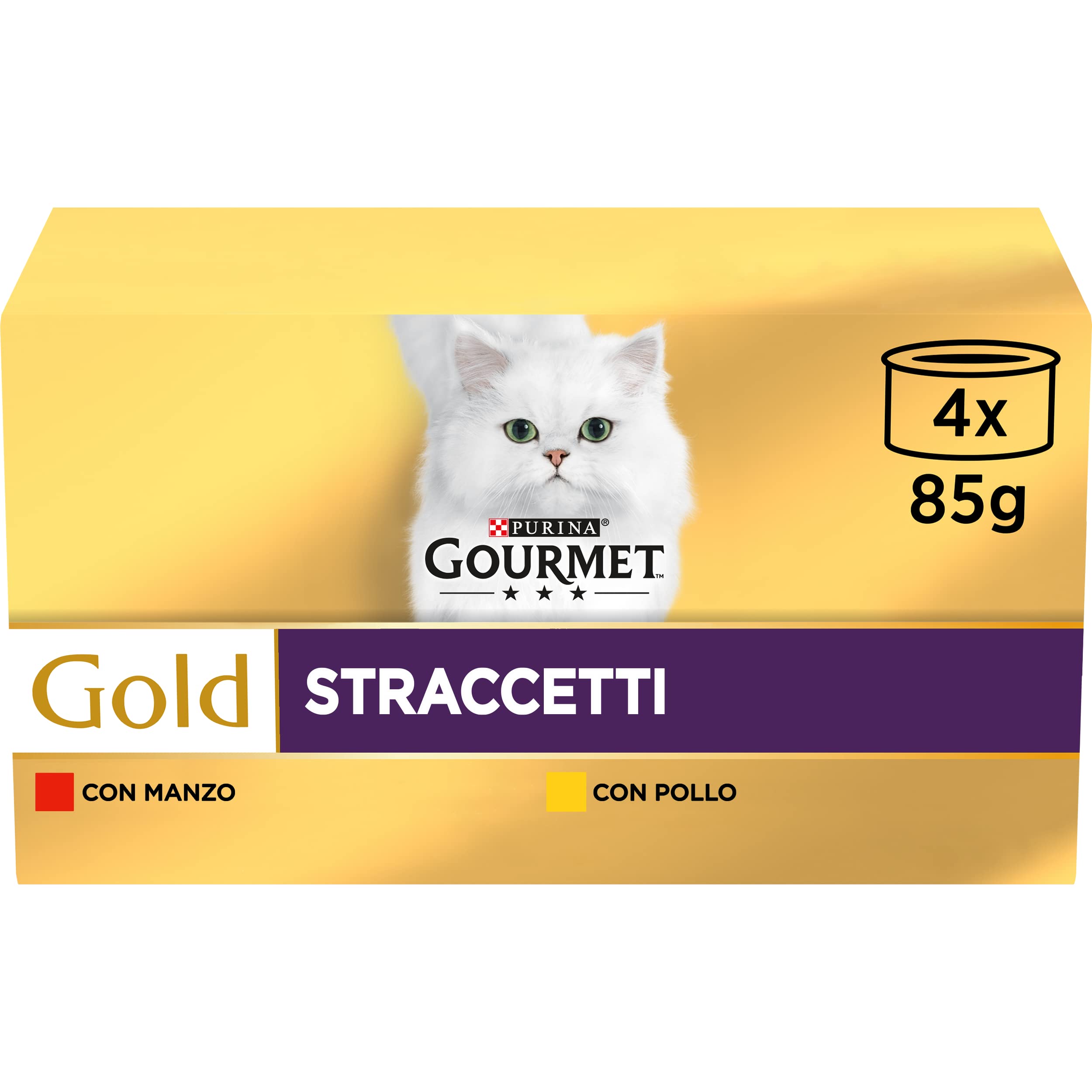 Gourmet Purina Gold Nassfutter für Katzen mit Rind und Huhn, 4 Beutel à 85 g