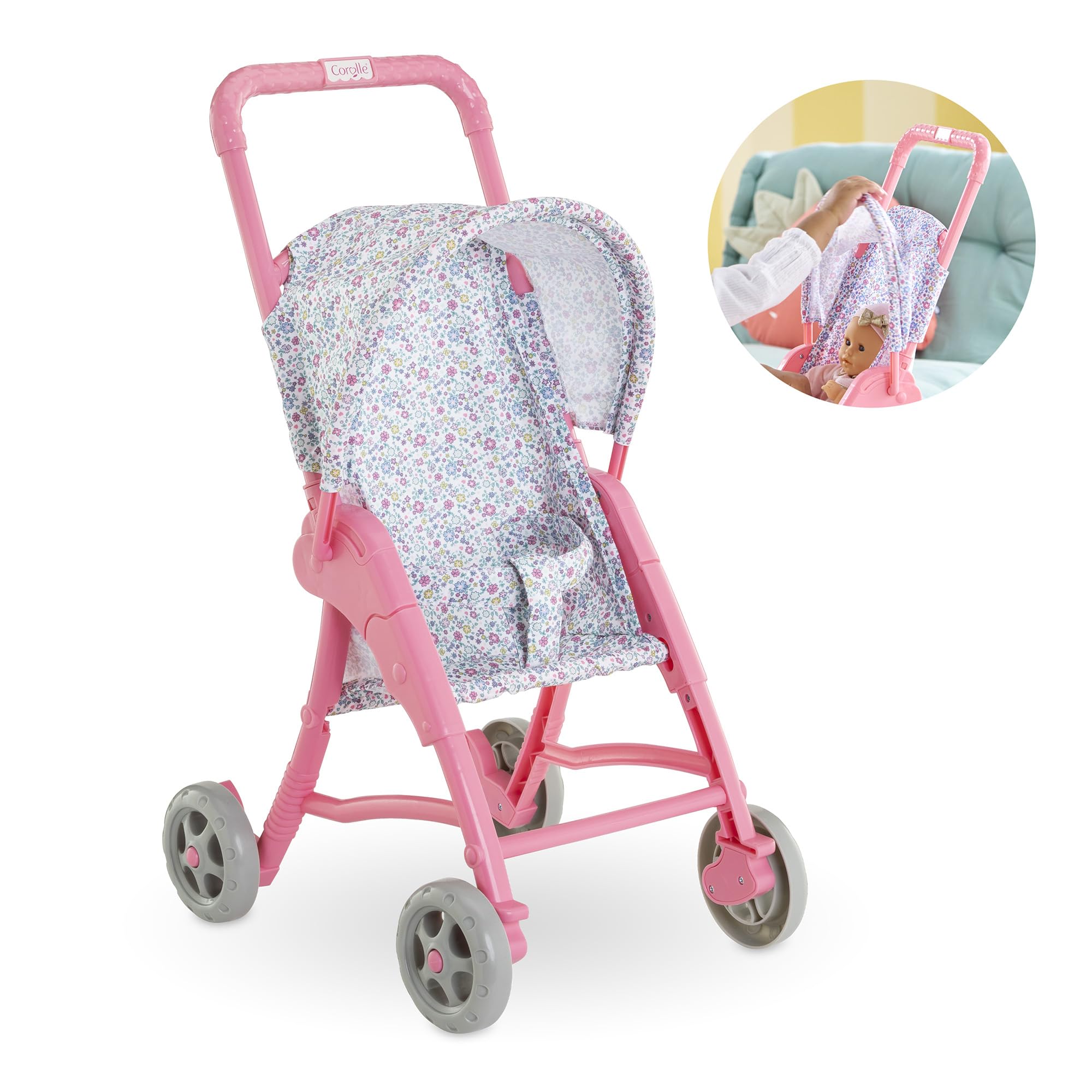 Corolle - 9000111180 Floral Pushchair Accessory for 30 cm Dolls from 18 Months, Pink, 13x10x21 in - Image 3