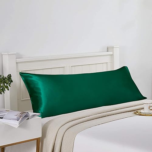 Vista 42 de BEDSUM Paquete de 2 fundas de almohada de satén de seda King para cabello y piel, suaves y lujosas, fundas de almohada con cierre de sobre, 20 x 36