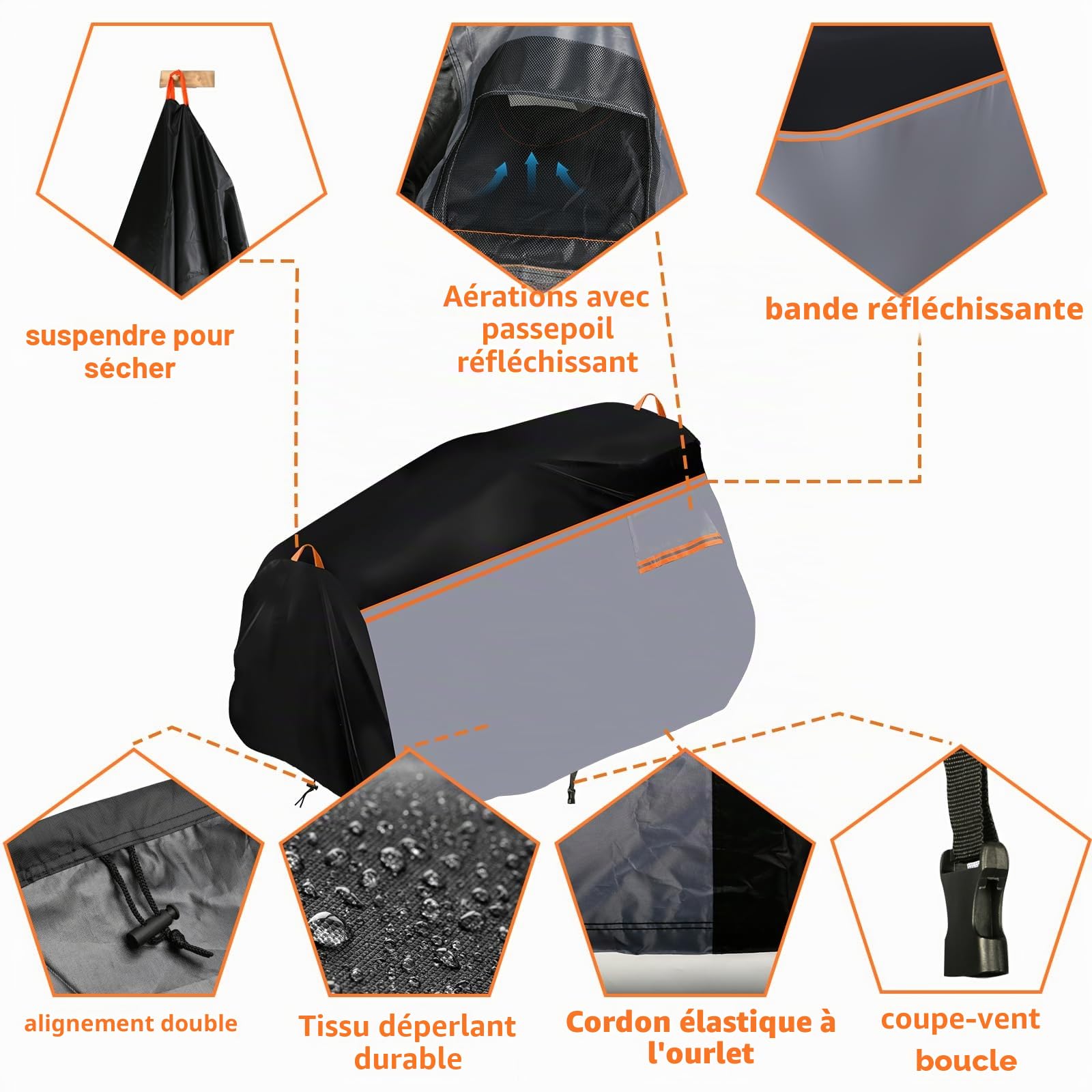 Housse de tracteur à gazon 600D - 183 x 137 x 117 cm - Imperméable à l'eau - Résistante à la poussière et aux UV - Avec cordons de serrage et sac de protection pour toutes les saisons/intempéries
