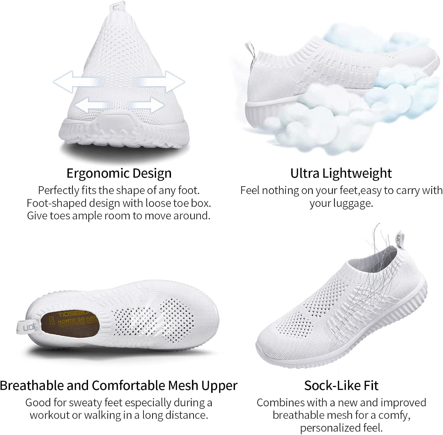 TIOSEBON Women's Athletic Walking Shoes Slip On Casual Mesh-Comfortable Tennis Workout Sneakers - Image 6