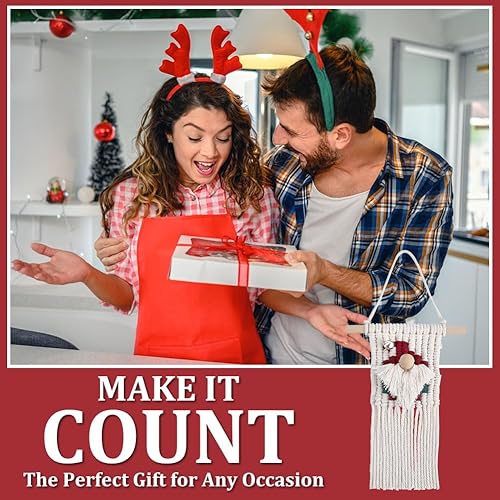 Miniatura 4 de INFUNLY Kit de gnomos de macramé de Navidad, macramé, Papá Noel, para colgar en la pared para principiantes, macramé tejido, gnomos de Navidad, kits