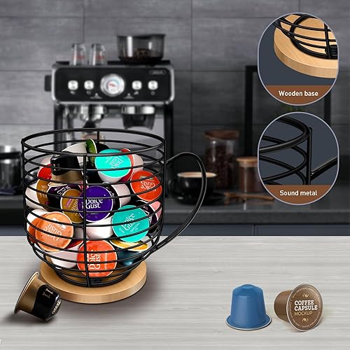 Miniatura 5 de BYTEAIDREX Soportes para cápsulas de café para mostrador, soportes para tazas K para mostrador, organizador de almacenamiento de cápsulas de café,