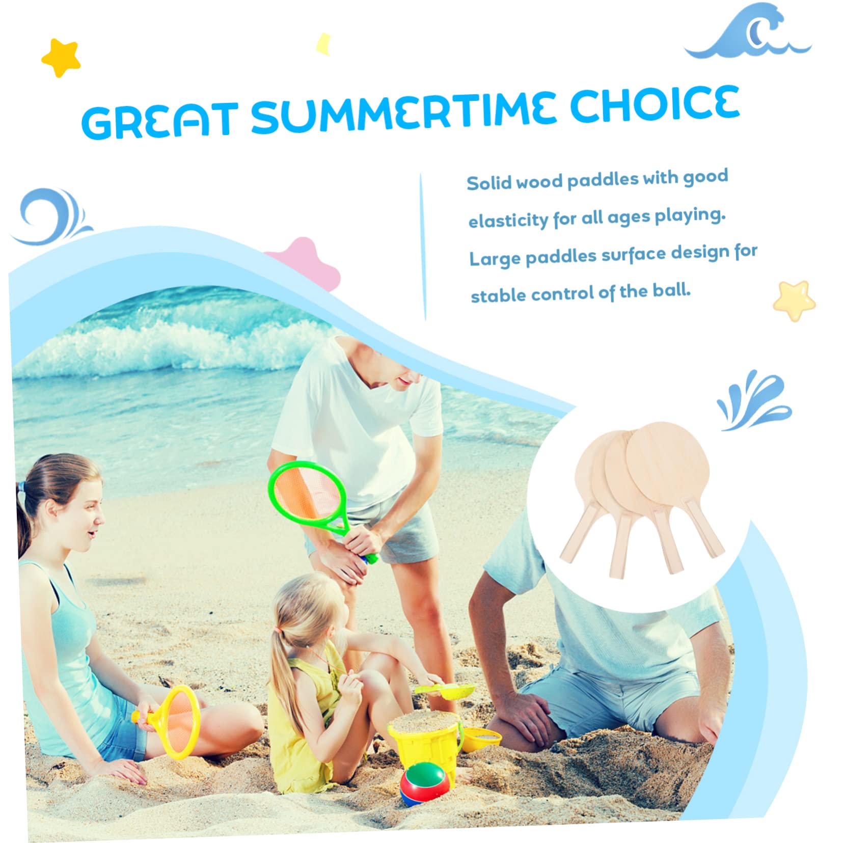 Toyvian 4pezzi Racchette da Badminton in Legno Pratiche e Leggere per Uso da Spiaggia e Cortile Marrone Adatte per Giochi Competitivi e attività all Aperto