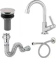 Kit para Cuba de Banheiro, Torneira Cromada 3/4 ABS, Válvula 7/8, Sifão e Engate Flexível 40cm