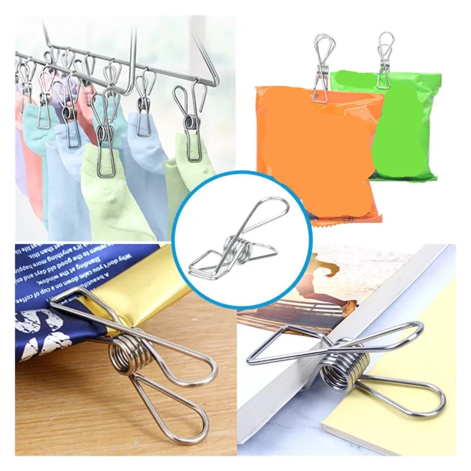 Metall-Wäscheklammern, 120 Stück, Edelstahl-Clips, Wäscheklammern, Haushaltswaschen-Aufhänger, Wäsche, Metall, Aufbewahrungswerkzeug für Wäscheleine, Befestigung, Handtuch, Socken, Unterwäsche
