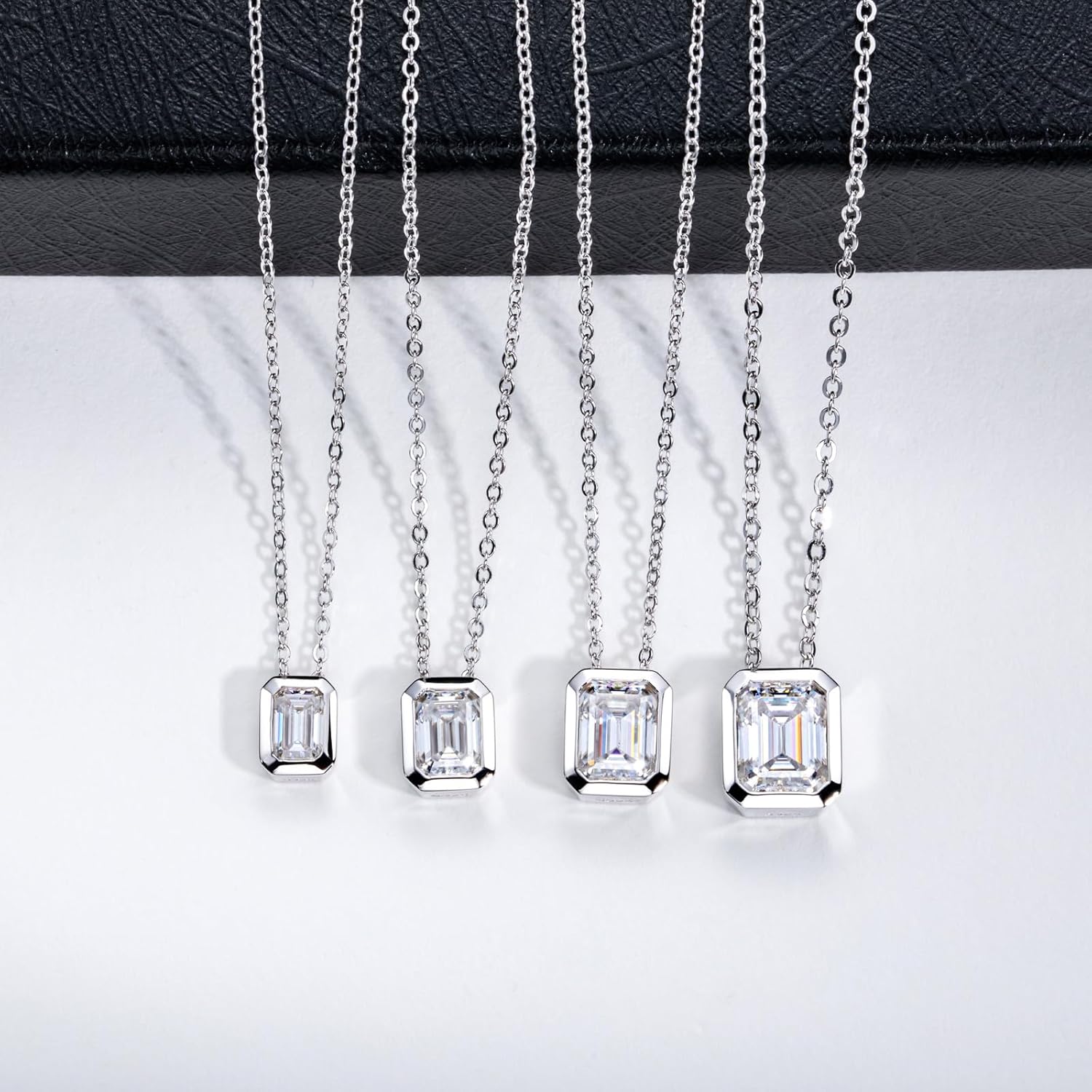 Moissanite 0.5-3ct Necklaces 18K White Gold Plated 925 Sterling Silver Bezel Set Round Cut D Color VVS1 Lab Created Diamond Solitaire Pendant Necklace for Women Men GRA Certified - Image 7