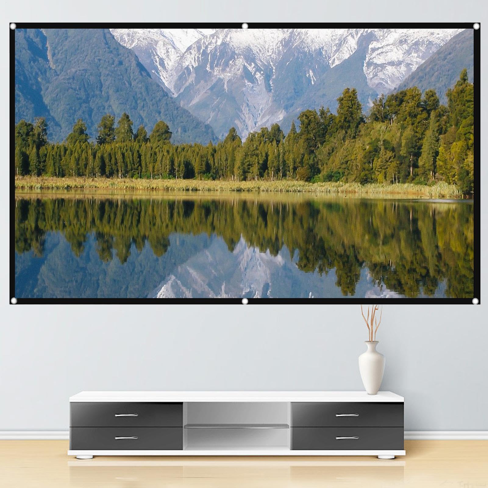 Pantalla de proyector portátil, pantalla 4K HD anticrease, plegable y | portátil, panel antiluz, tamaño de 60 y 130 pulgadas, hogar, cine, oficina, exterior y visual