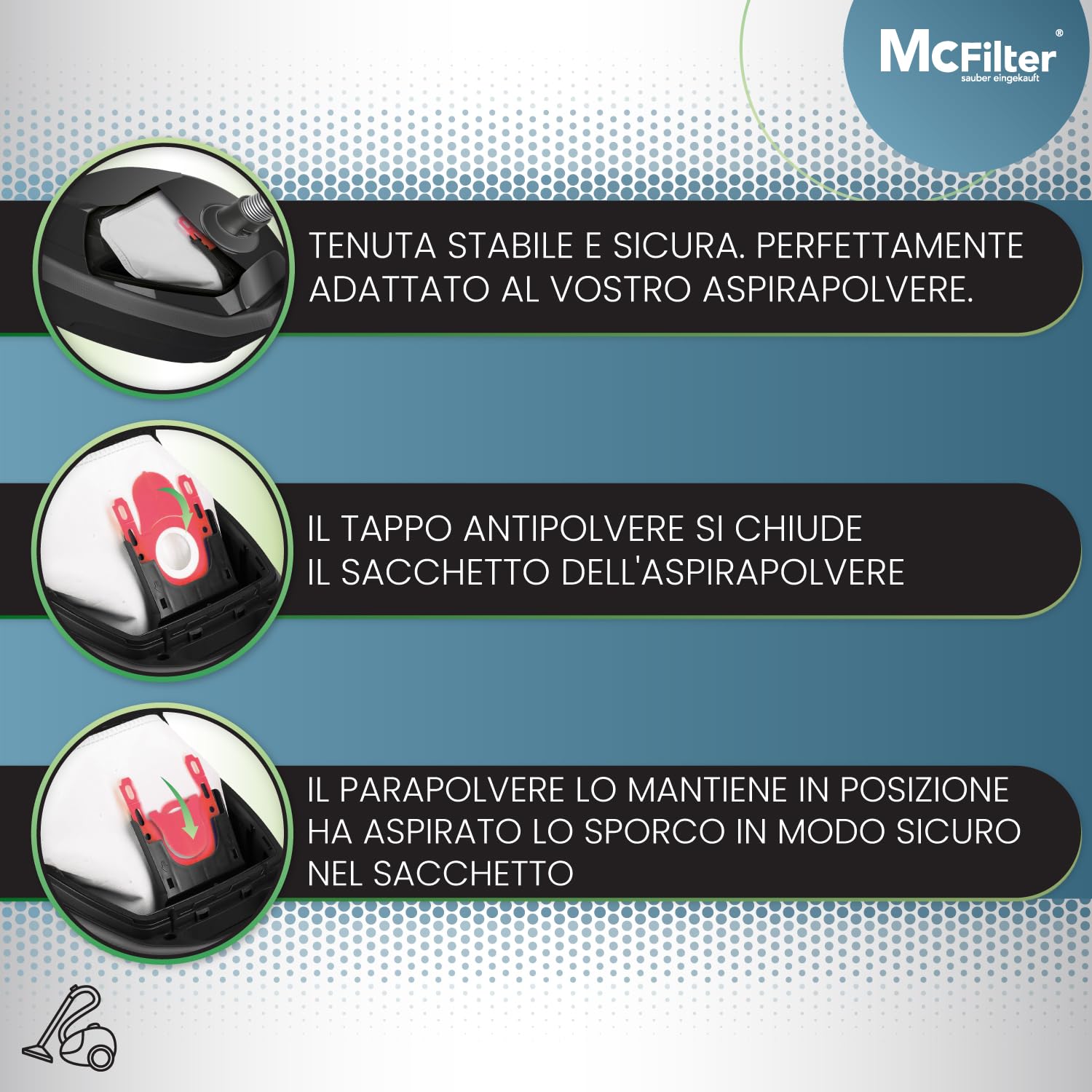 Filtri Aspirapolvere Siemens 20 Sacchetti Per Aspirapolvere Mr. Clean - Compatibili Con Siemens Tipo VBBS607V00, Con Filtri Inclusi Sacchetti Per Siemens VBBS607V00 - Foto 7