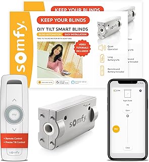Somfy Clever Tilt Blind Motor Kit 2 Pack - Fits Your Existing 2" Horizontal Blinds - Smart Blinds for Security, Glare, & Natural Light - Automatic Blinds Opener - Includes Remote, Motor, and Charger