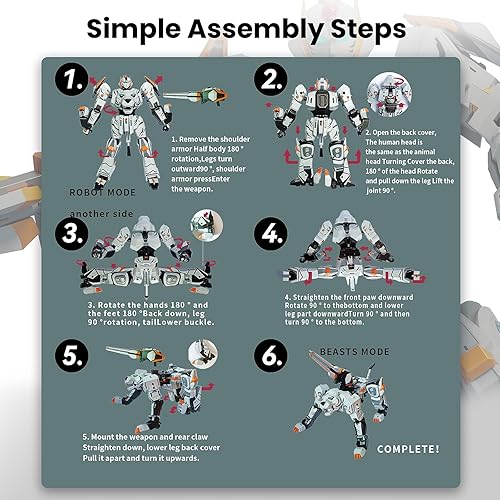 Miniatura 5 de Juguete de robots transformadores de animales para niños, figura de acción de tigre deformación, modelo de tigre, robot transformable portátil,