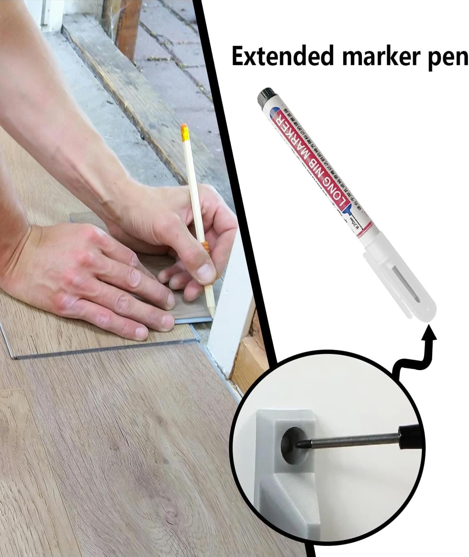 8 Pack Marker Pen Permanent Tracer Marker Pen, Carpenter Pencil and Marksman Marking Tool, Quick-Drying Waterproof Deep Hole Marker for Wood, Metal, Industrial Use, Professional Construction Tools 3