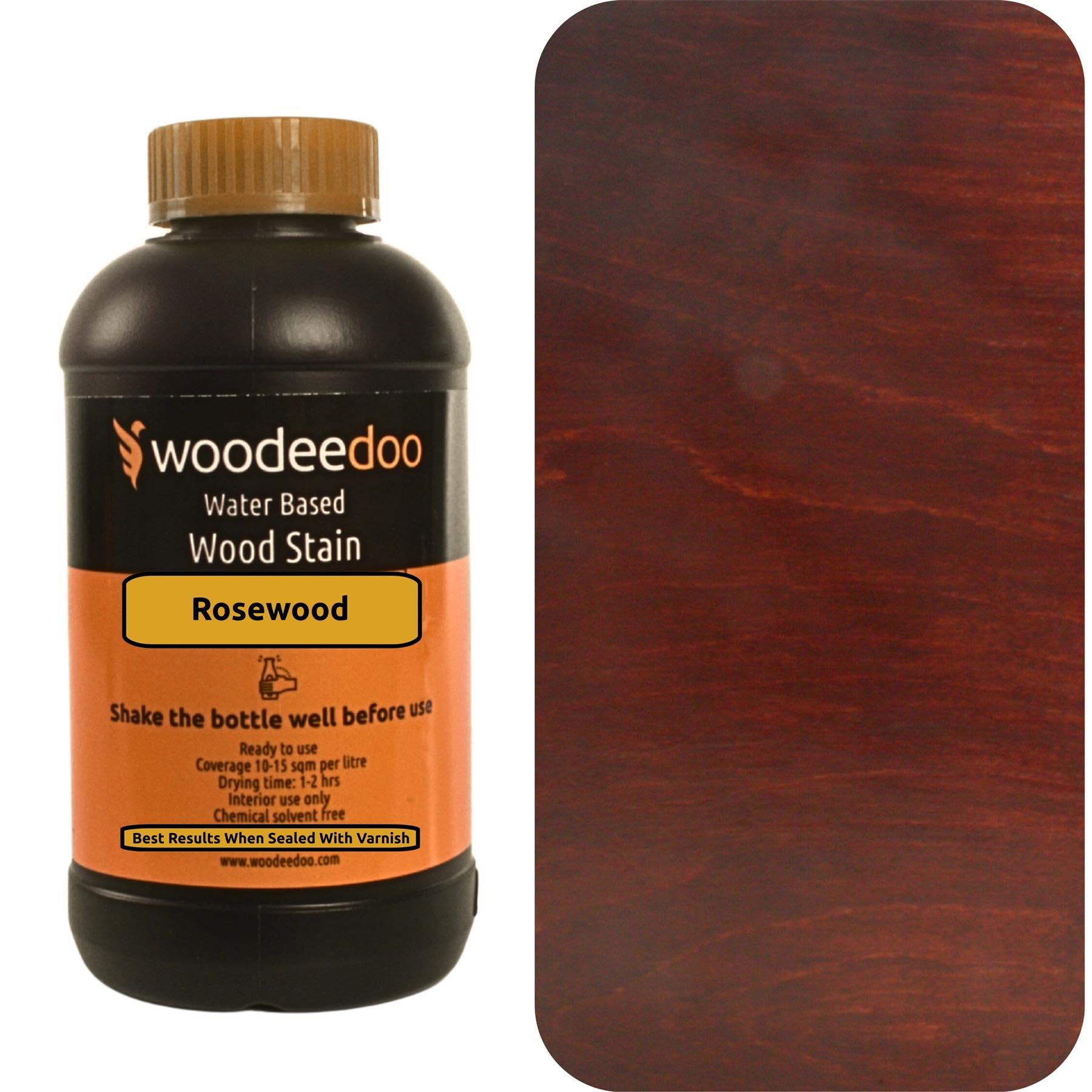 Woodeedoo Rosewood Water Based Wood Stain | Wood Dye | Ready To Use | Environmentally Friendly | Solvent Free | Odour Free | 450 Ml |