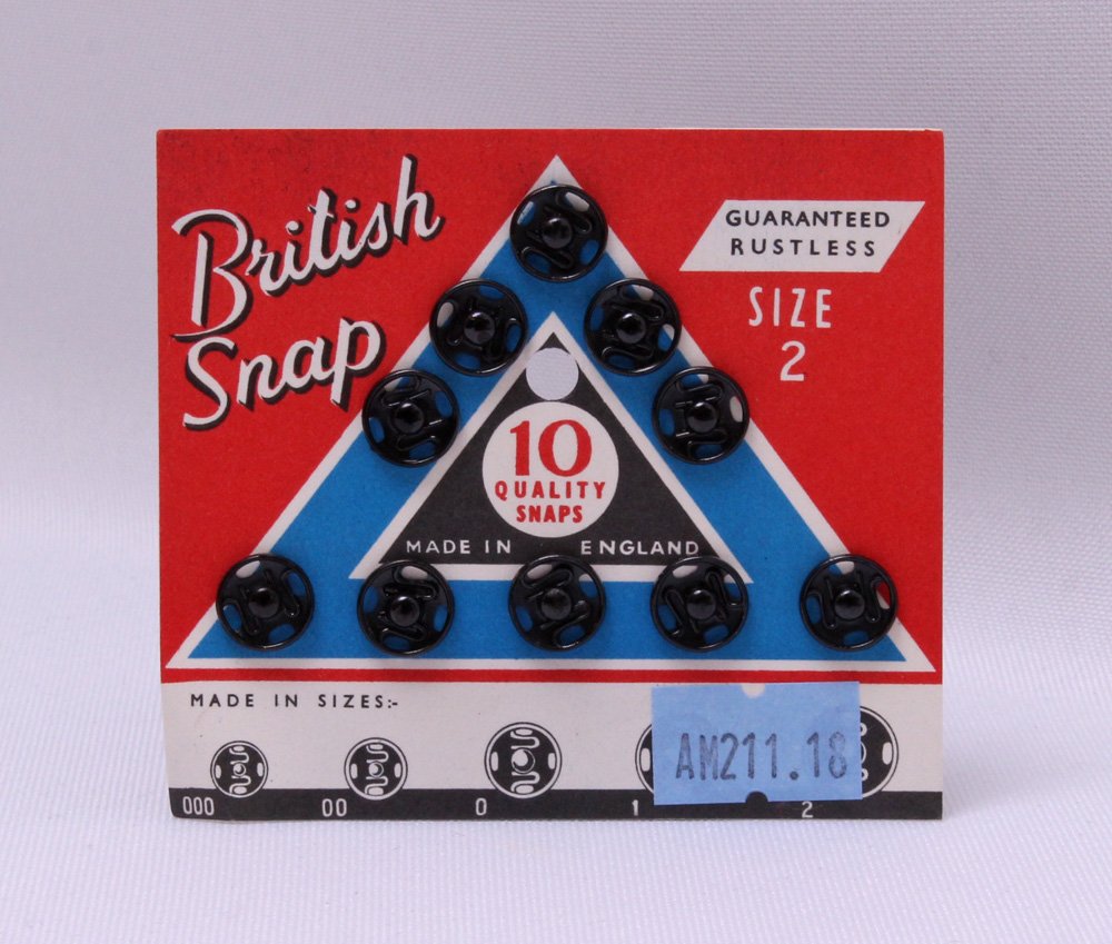 10 Count British Snaps - Black Size 2 Rustless Quality Snaps Antique Vintage Garment Fasteners (M211.18)