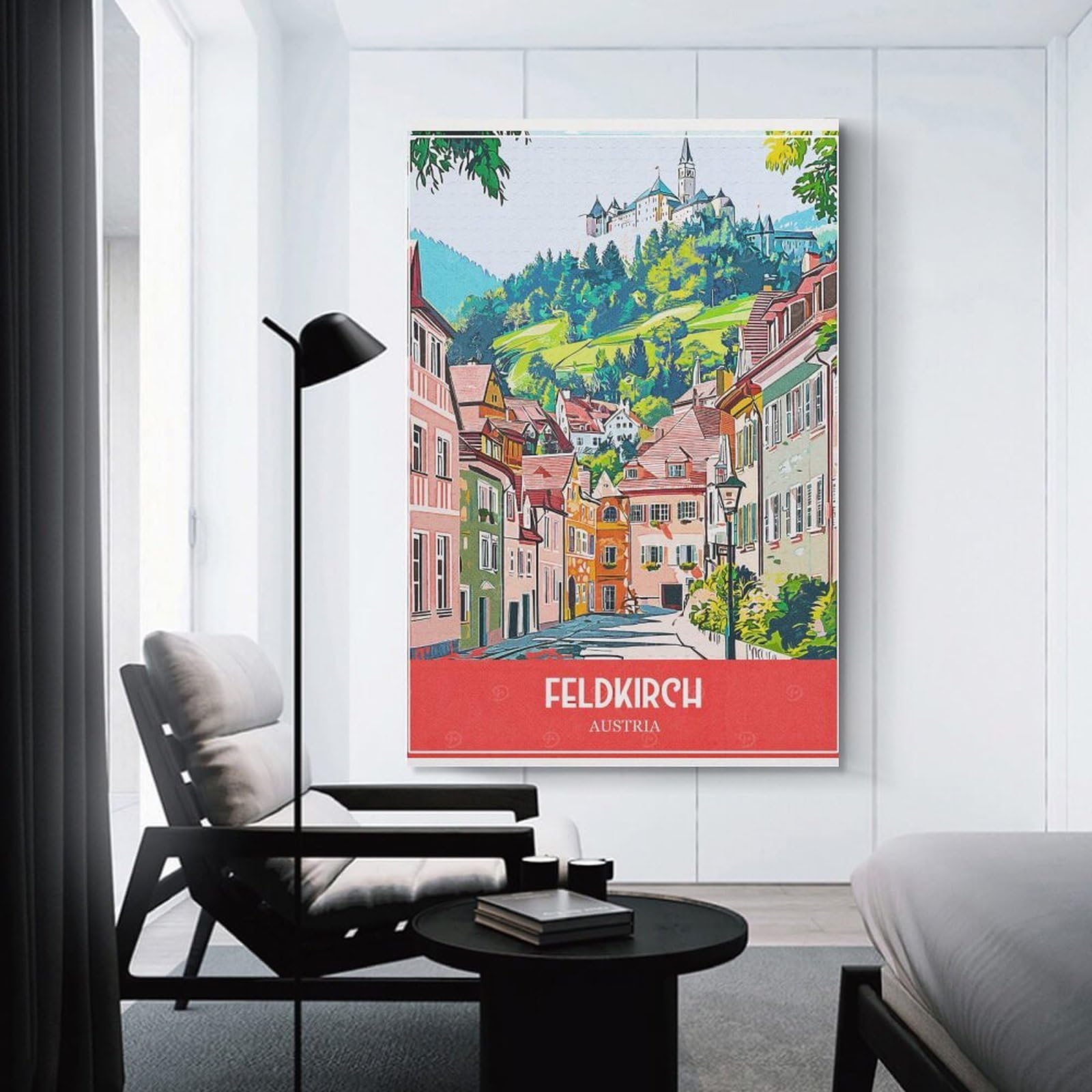 Junmoney Canvas Wall Decor Feldkirch Austria Travel, 20x30inch(50x75cm), for Gallery Wall Layouts in Home Or Office, Home Wall Art for Statement Displays