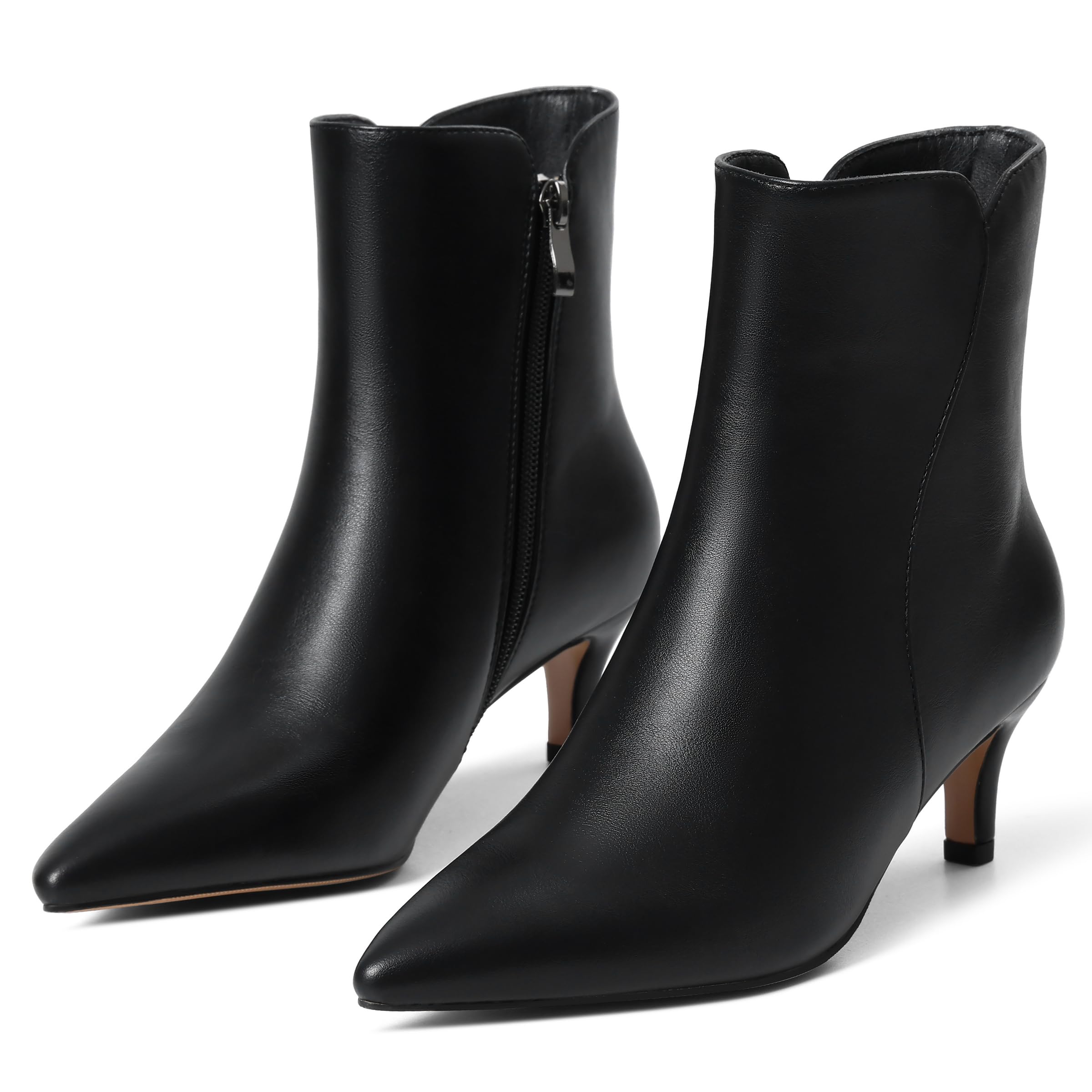 Kitten Heel Ankle Boots for Women Pointed Toe Dress Booties