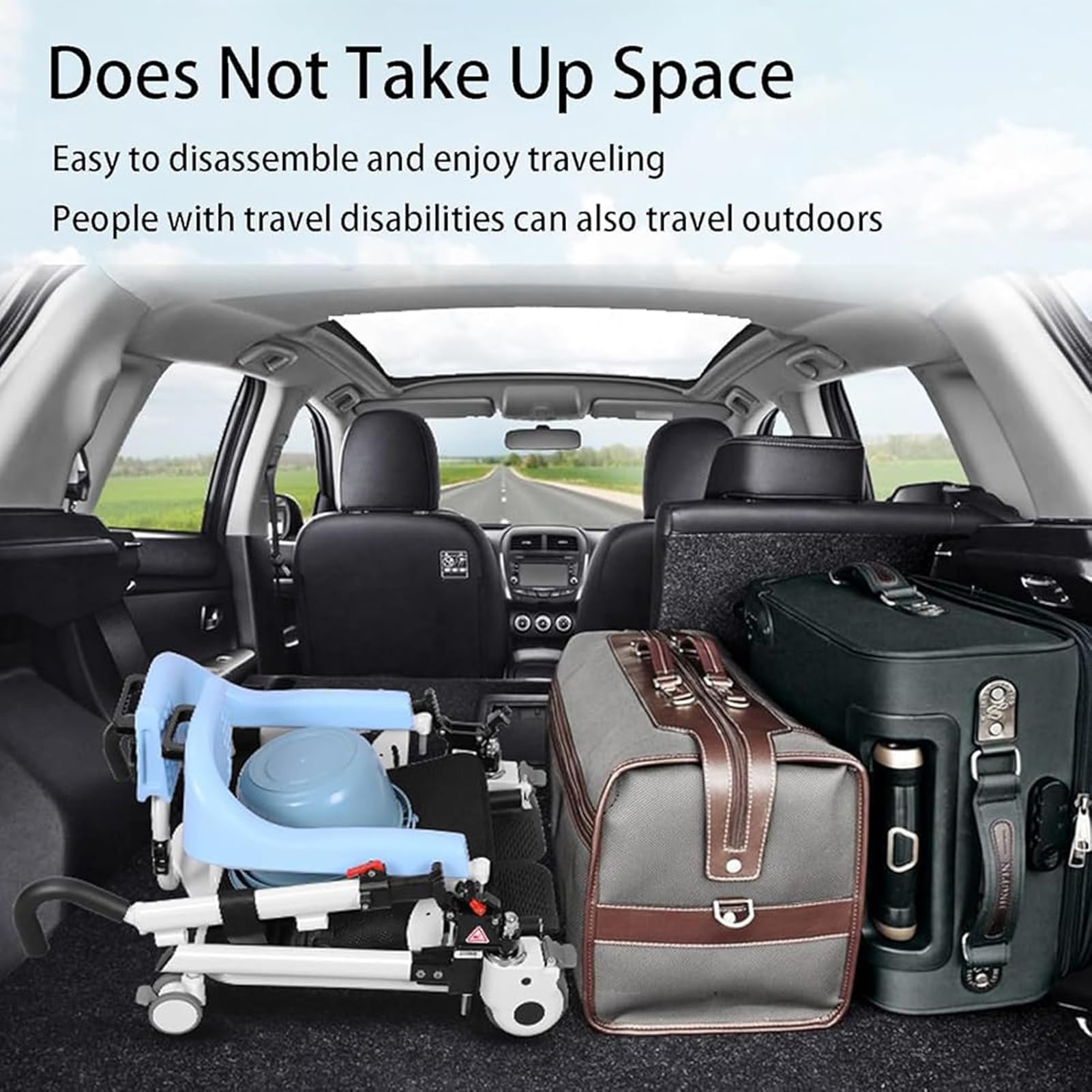 JingNian Silla De Traslado con GrúA para Pacientes En Casa, Silla De Traslado para Personas Mayores, Silla De Ducha, Inodoro De Cabecera, Ajuste De Altura