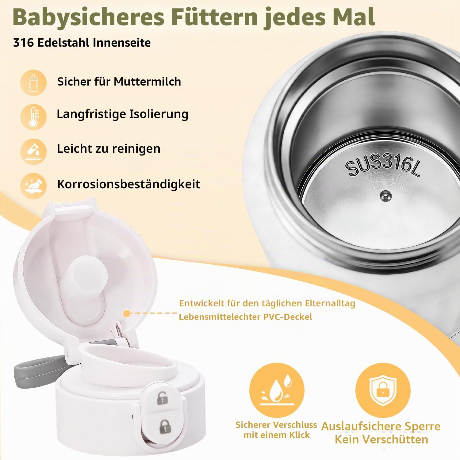 Tragbarer Babyflaschenwärmer für Unterwegs, 500ml Muttermilchwärmer, 12000mAh Akku, 120W Schnellheizung, Temperaturregelung, 2 Heizmodi, mit Reinigungsbürste