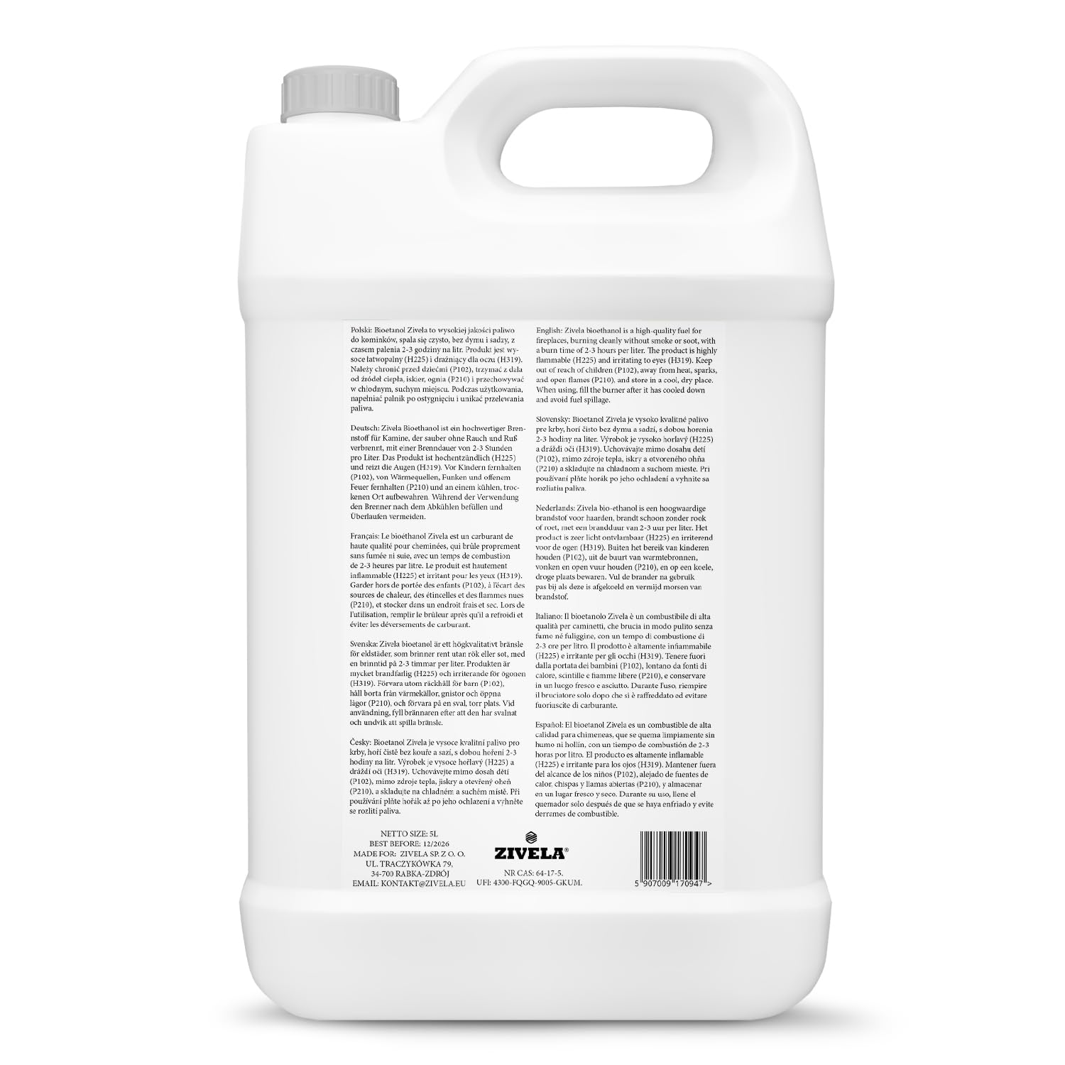 Bioetanol, 96,6%, bioetanol, 5 l, 96,6%, bioetanol, do kominka, bezzapachowy, czyste spalanie, bez dymu, żywy i stabilny płomień