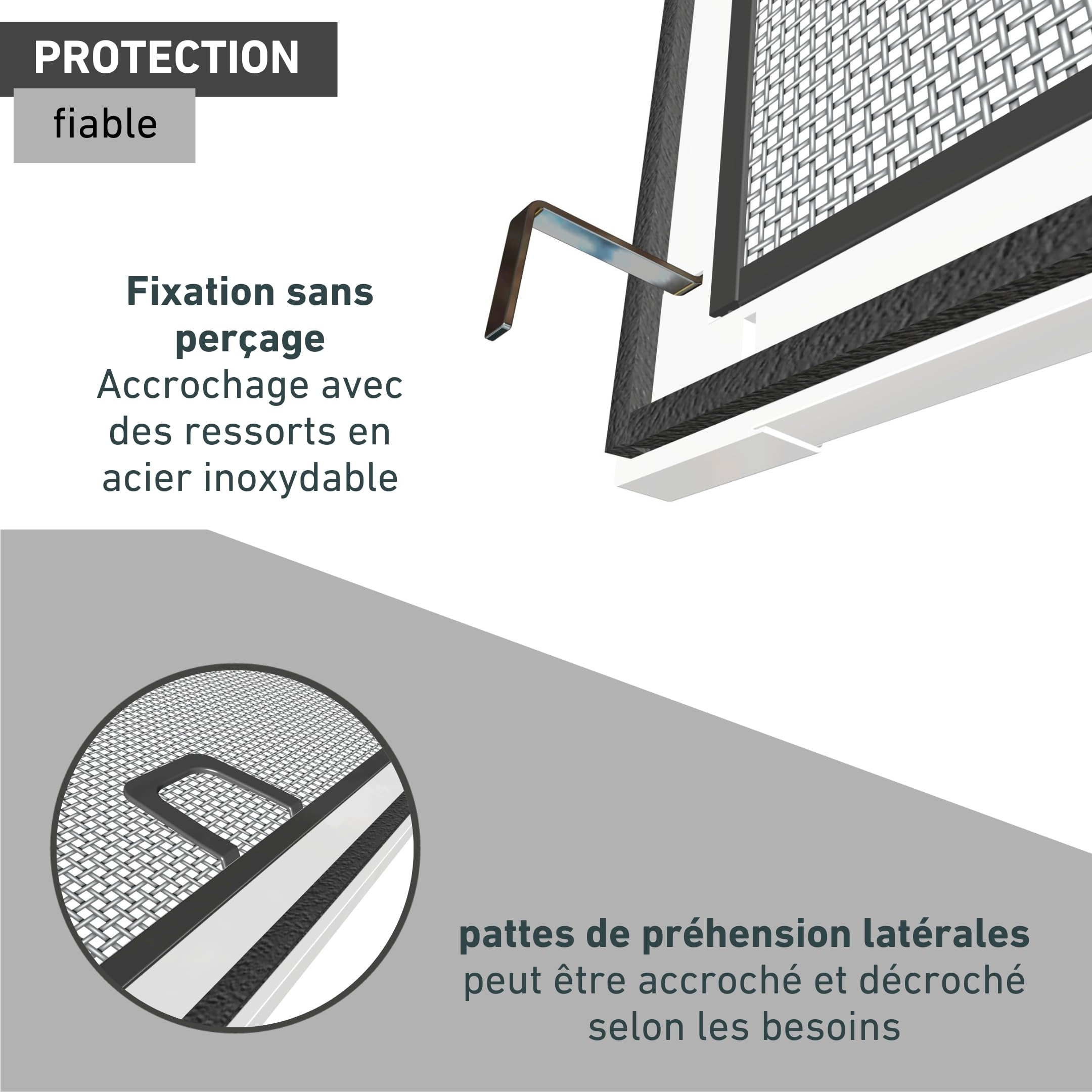 Windhager 04504 Basic Moustiquaire pour fenêtre à cadre tendeur Blanc 100 x 120 cm