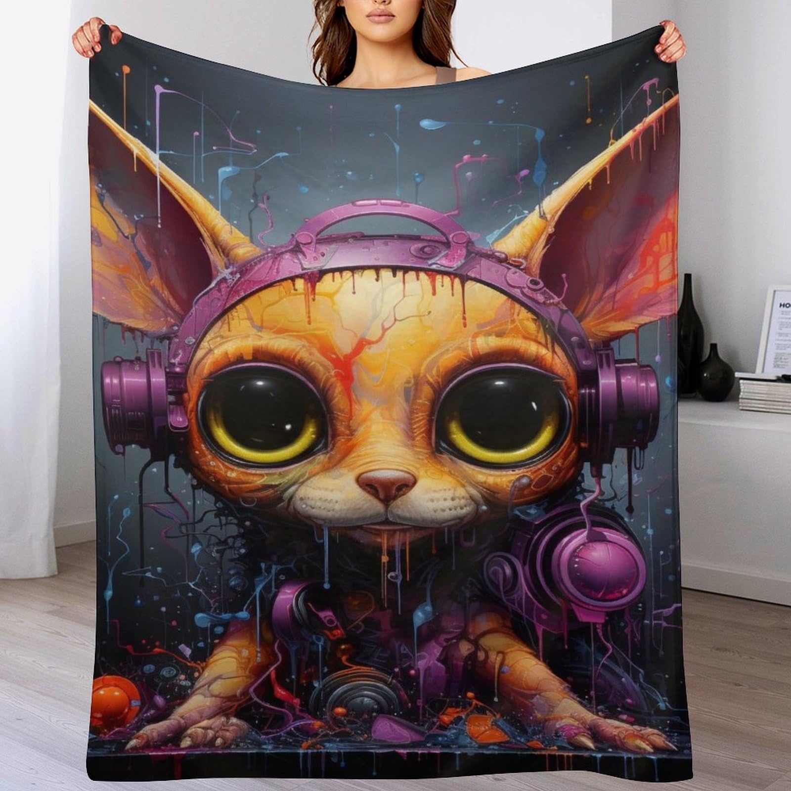 Manta de conejo suave de 180x200 cm Manta térmica grande para invierno y exteriores
