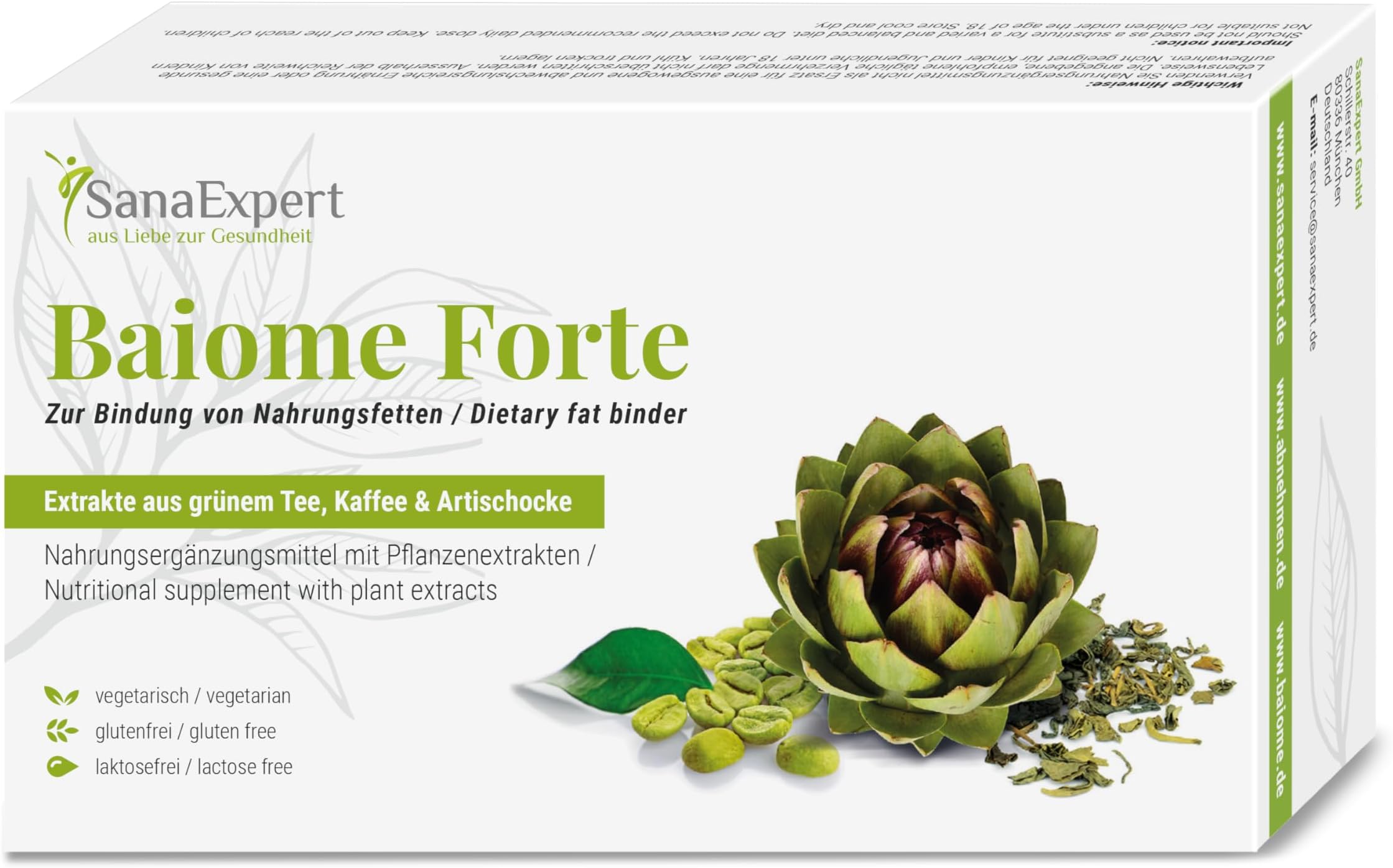 Baiome Forte, Natural Fat Binder, Green Coffee, Green Tea, Prickly Pear and Artichoke Extracts, 60 Capsules