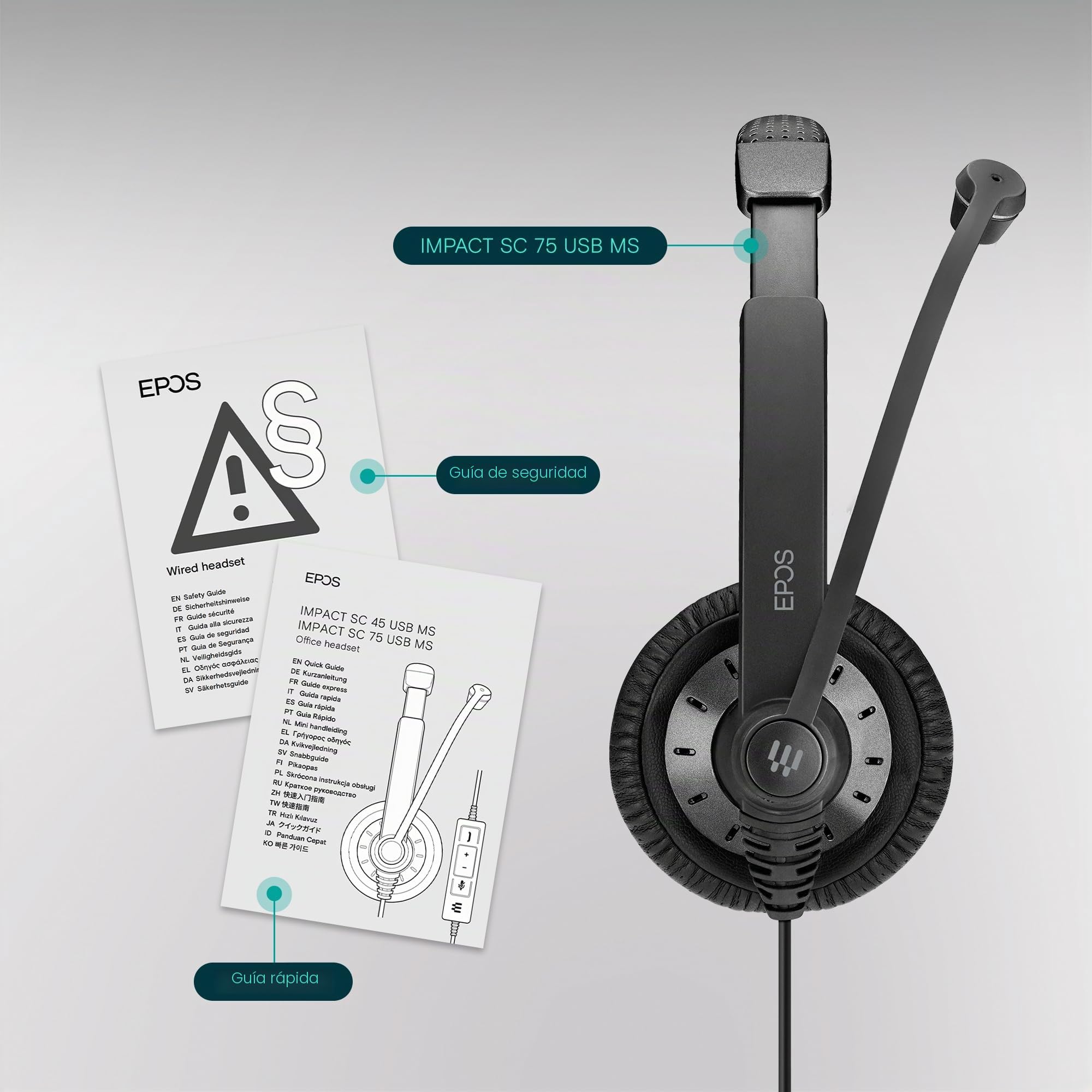 Sennheiser SC 75 USB MS Binaural Diadema Negro - Auriculares con micrófono (Centro de Llamadas/Oficina, Binaural, Diadema, Negro, Alámbrico, 1,12 m)
