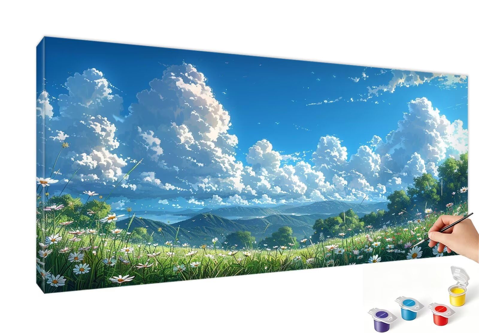 Malen Nach Zahlen XXL Frühling Malen Nach Zahlen Erwachsene Landschaft 60x120 cm, Ohne Rahmen, DIY Paint by Numbers Set mit Acrylfarben und Pinseln, Knitterfreie Leinwand, Wand Deko, Geschenk RB-422