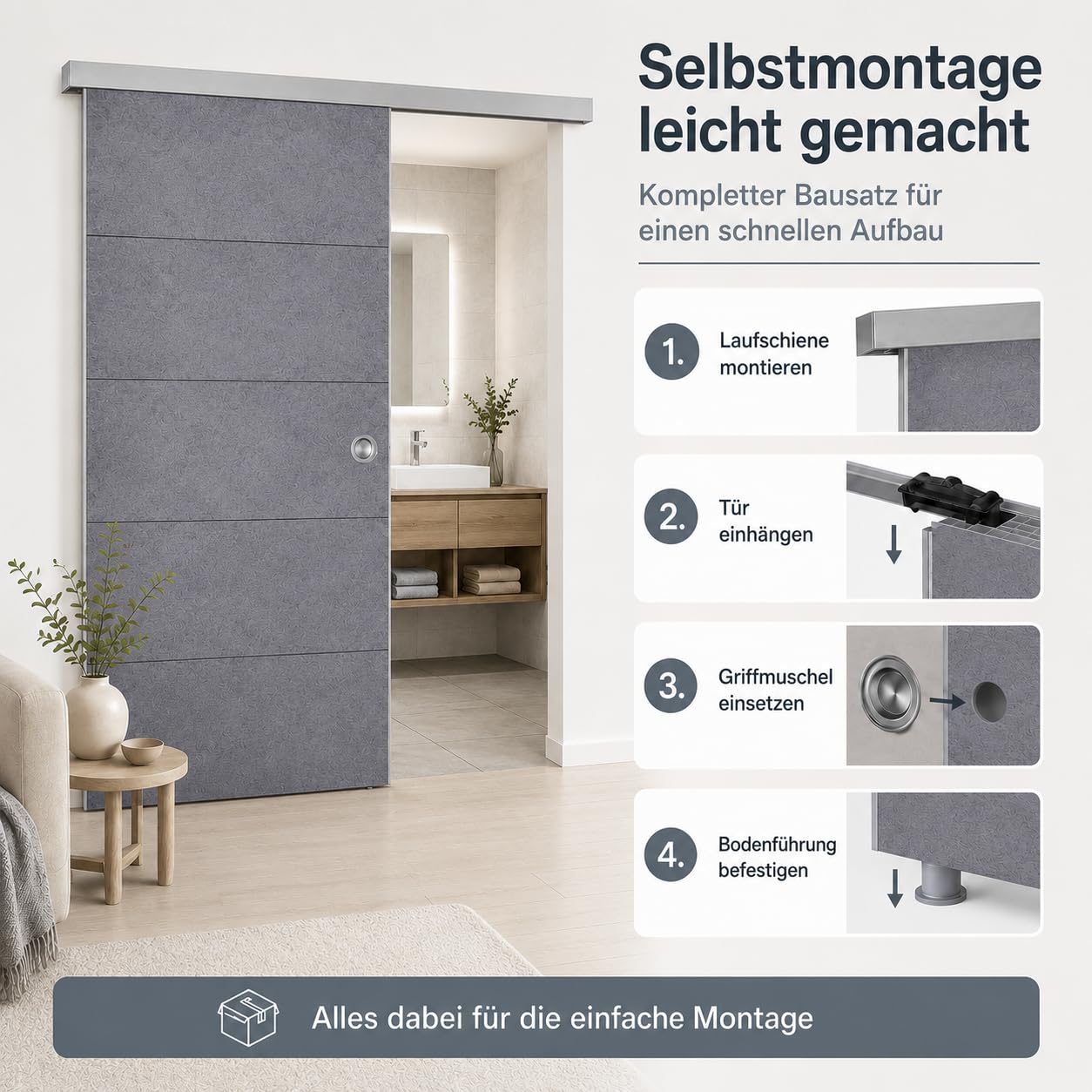 Drzwi przesuwne Door in Box firmy Grosfillex beton
