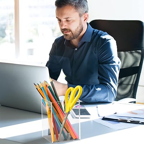 Miniatura 4 de 4 piezas de soporte acrílico transparente para bolígrafos, vasos de acrílico, soporte transparente para arbustos de maquillaje, organizador de