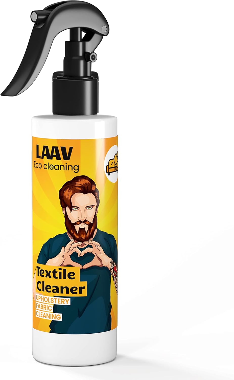LAAV Upholstery Cleaner Sofa Textile Cleaner (250 ml) I Upholstery Cleaner Car, Sofa, Textiles, Mattress I Stain Cleaning Mattress I Cleans Sofas I Effective and Safe, Leaves No Stains I PFC-Free
