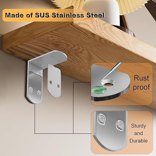 Miniatura 99 de Alise Soportes flotantes para estantes resistentes en forma de L, soportes de esquina de ángulo negro para estantes, soporte de estante reforzado