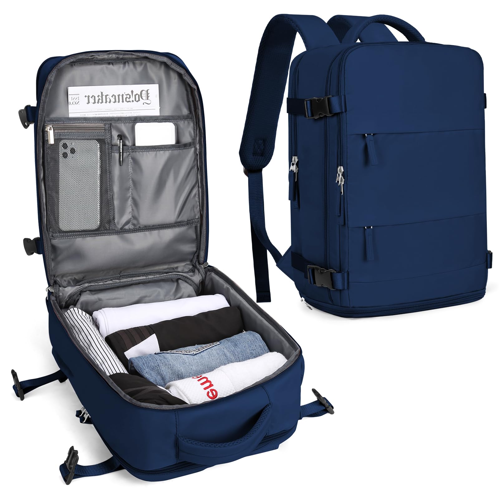 Cabin Bags for Travel, Underseat Carry on Hand Luggage Backpack for Women Airplane Approved Travel Backpack Personal Item Travel Bag 14 inch Laptop Backpack for Business Casual Work Beige — view 42