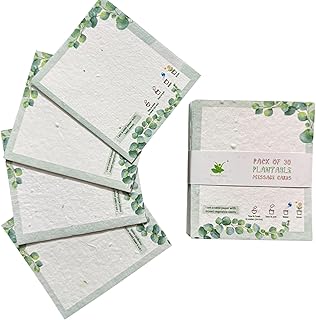 Sow and Grow Plantable Seed Paper Message Cards/Greeting Cards/Gift Tags – Set of 30 | Grows into Plants | 4 Assorted Seed...