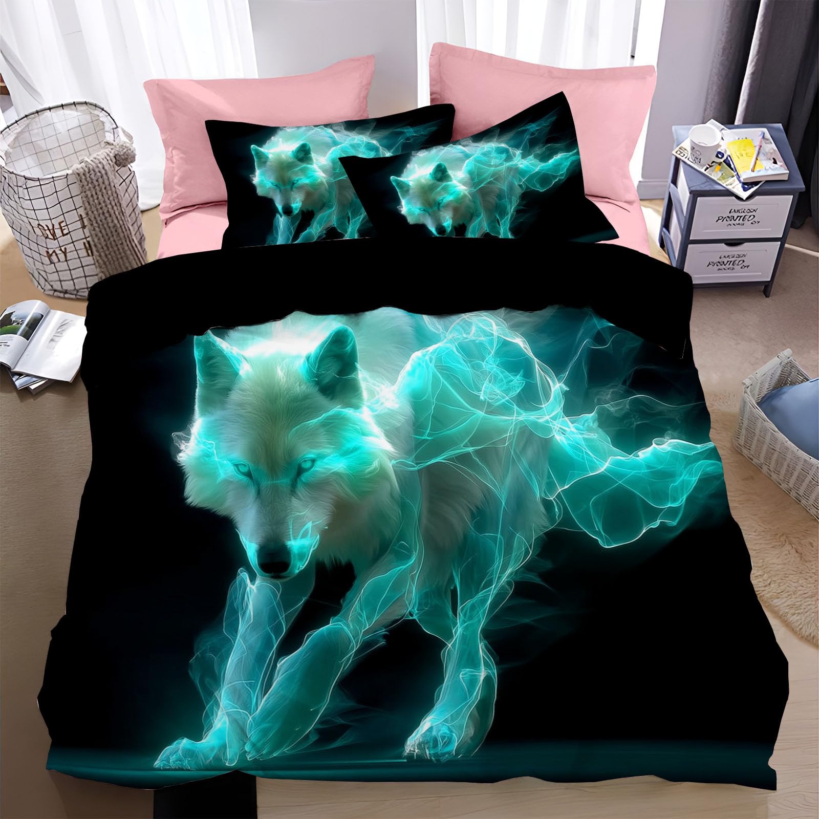 Parure de lit loup bleu brillant pour transformer la chambre d'un adolescent en refuge