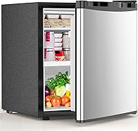 Electactic 1.6 Cu Ft Mini Fridge with Freezer: Compact Reversible Door, Adjustable Thermostat, Ultra Quiet 38dB, Energy Efficient for Dorm Office Bedroom - Silver