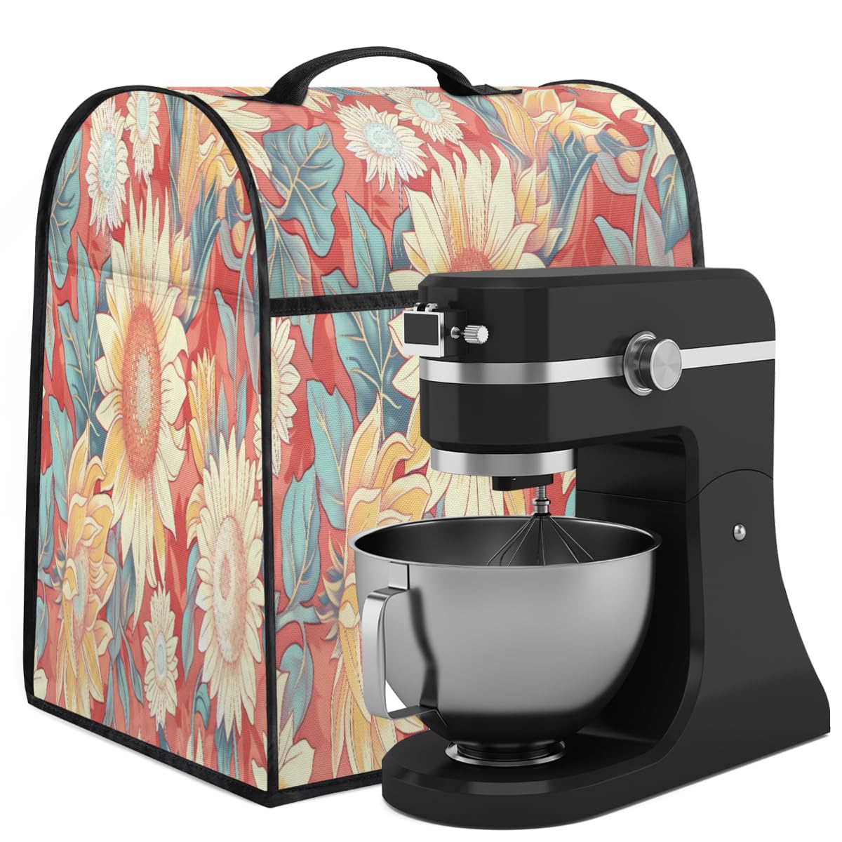 Coffee Maker Cover Watercolor Sunflower Kitchen Appliance Covers Small Appliance Covers Blender Cover Juicer Cover Dust Covers for Kitchen Appliances with Top Handle and Pockets,Washable,B759