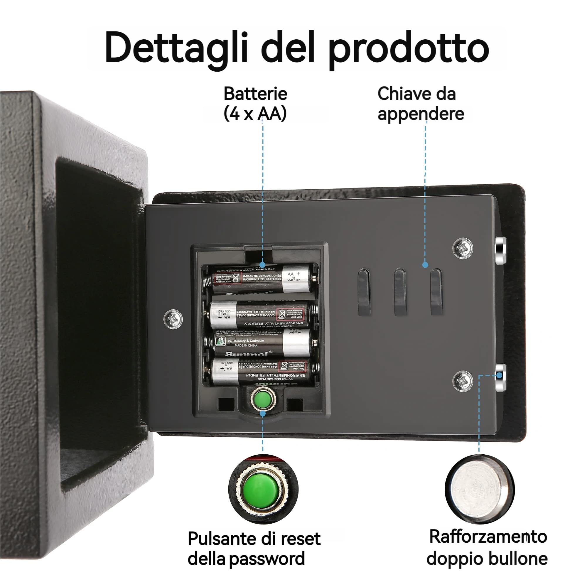 6,5L Compatta Cassaforte Ignifuga e Impermeabile – Cassaforte Elettronica per Armadi con Doppi Bulloni in Acciaio, Rivestimento in Velluto e Chiavi di Emergenza, 23 x 17 x 17 cm