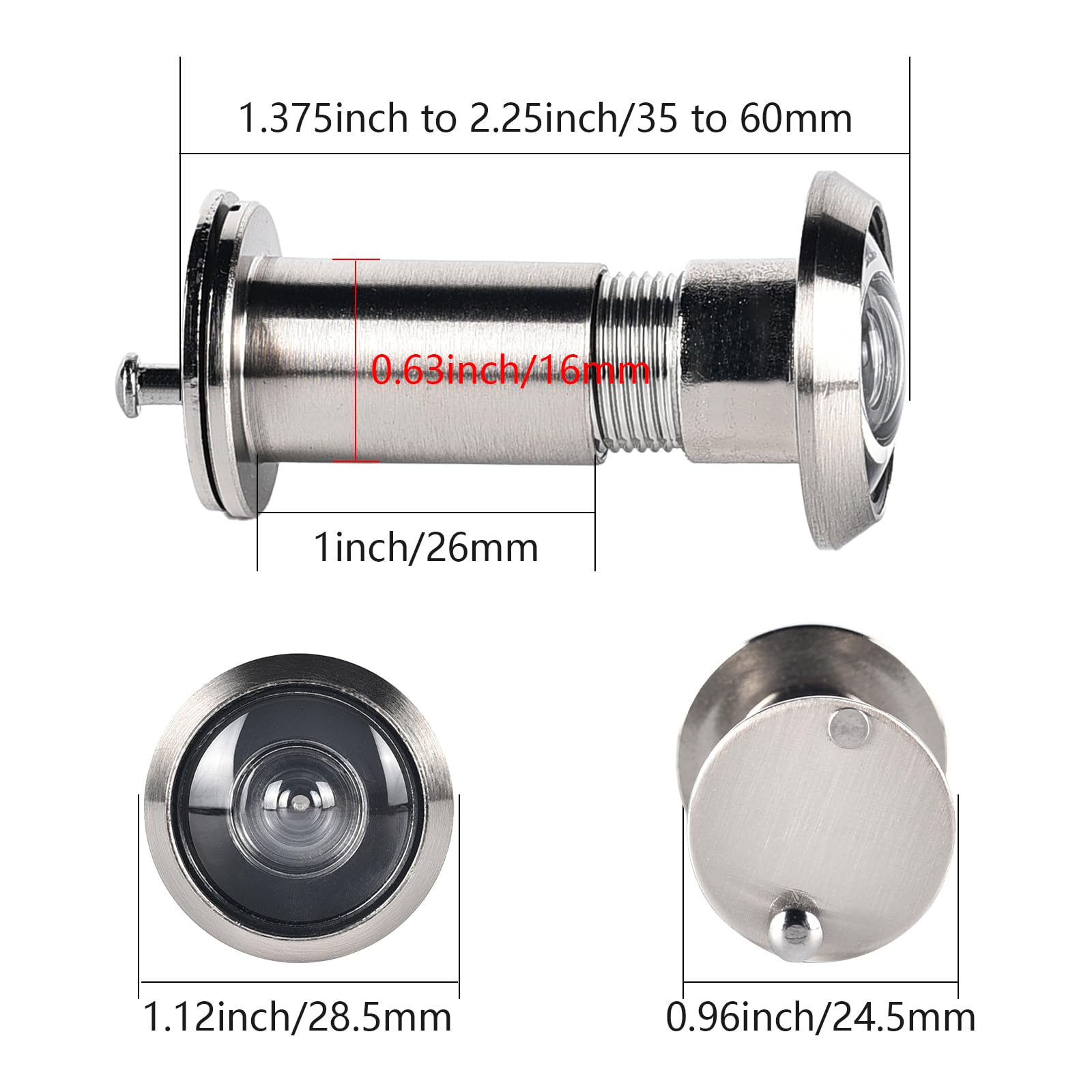 Door Viewer, Solid Brass 220 Degree Peephole, Wide Angle Door Spy Hole - Image 2