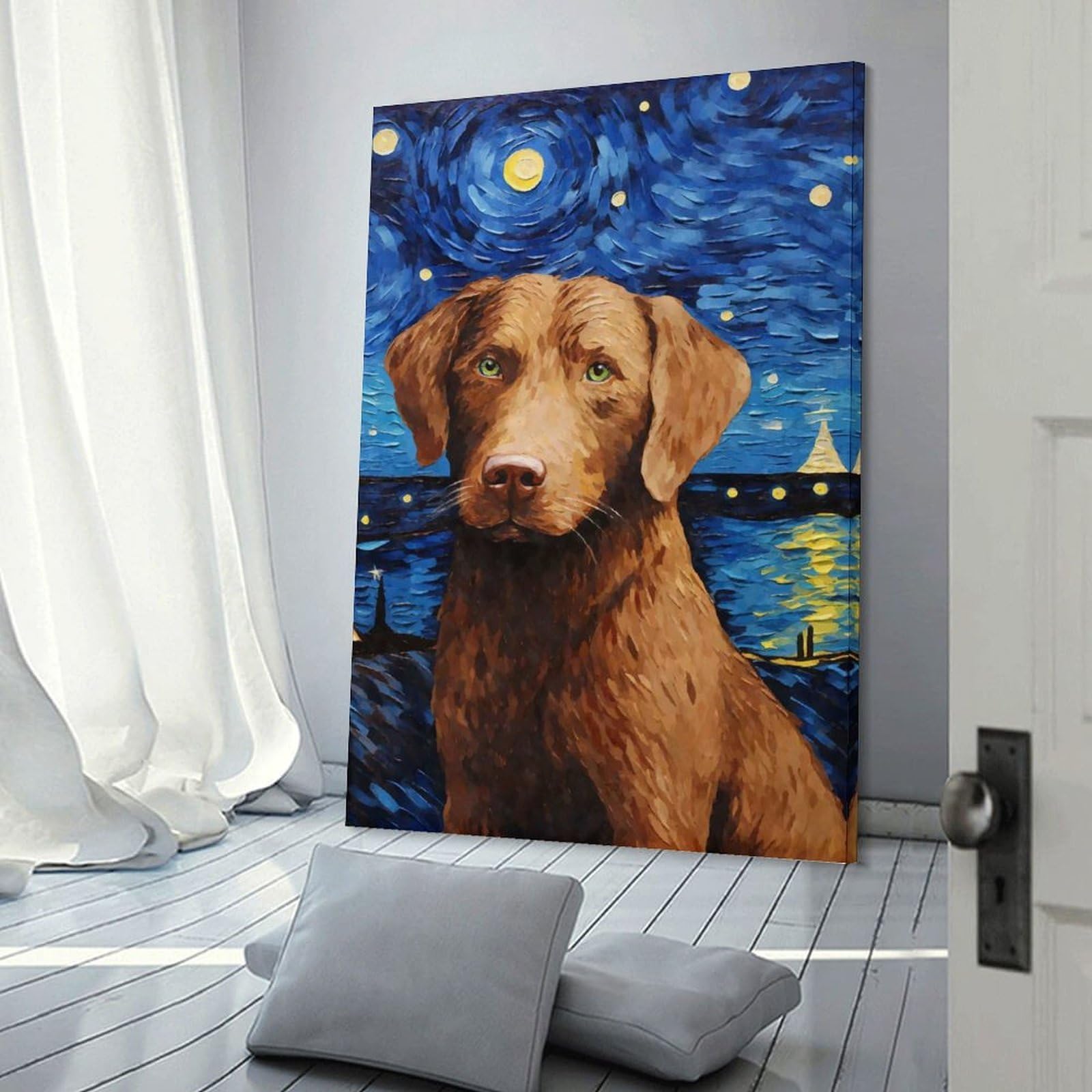 Junmoney Frame-Style-1 Chesapeake Bay Retriever Decorative Wall Artwork 24X36inch(60X90cm), For Corridors, Hallways Or Apartment Entries, Home Artwork For First Impressions