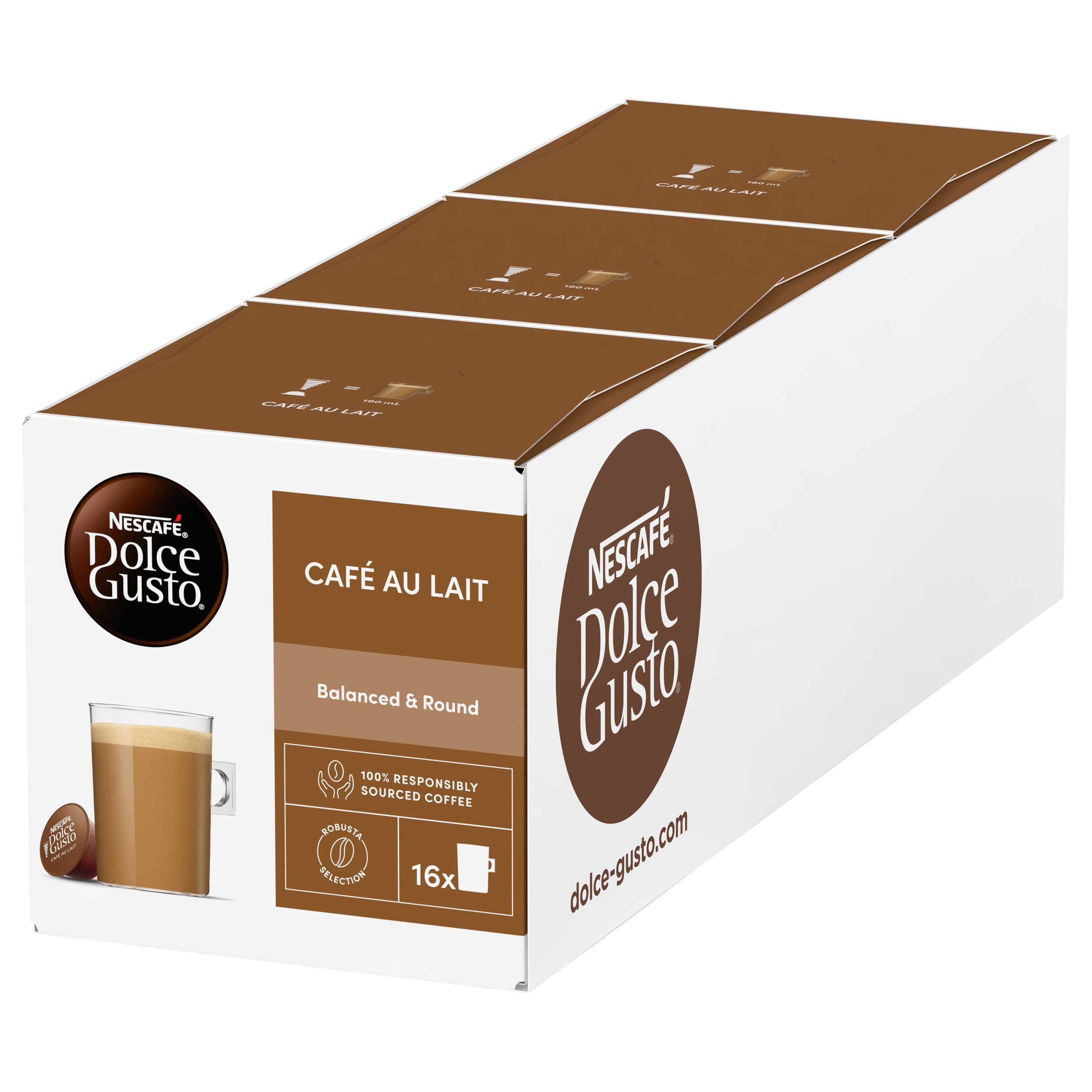 Cafe Dolce Gusto Latte | Nestle Pack 3 Boxes of 18 Capsules Each
