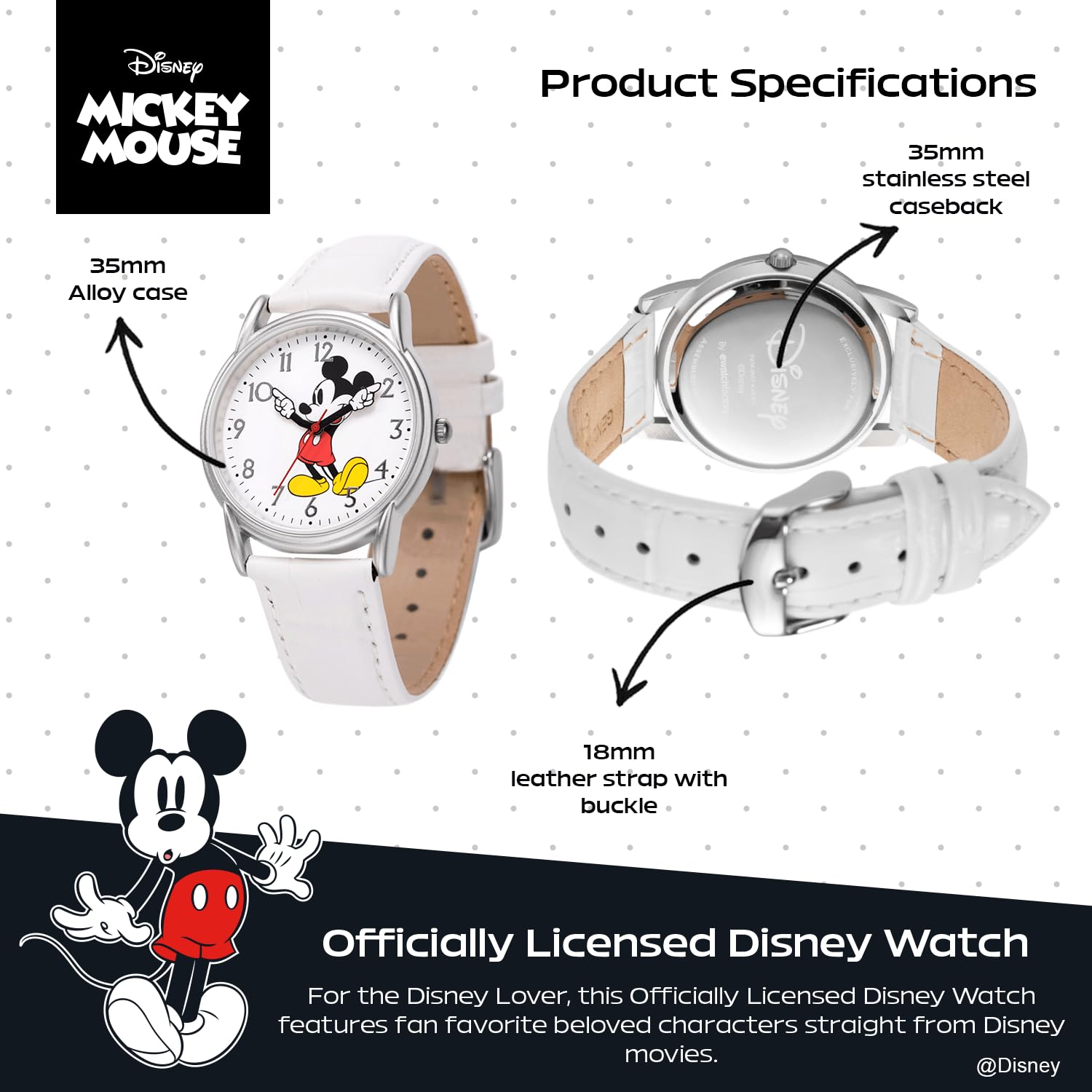 Disney Orologio Analogico al Quarzo Giapponese Uomo con Cinturino in Pelle WDS001237