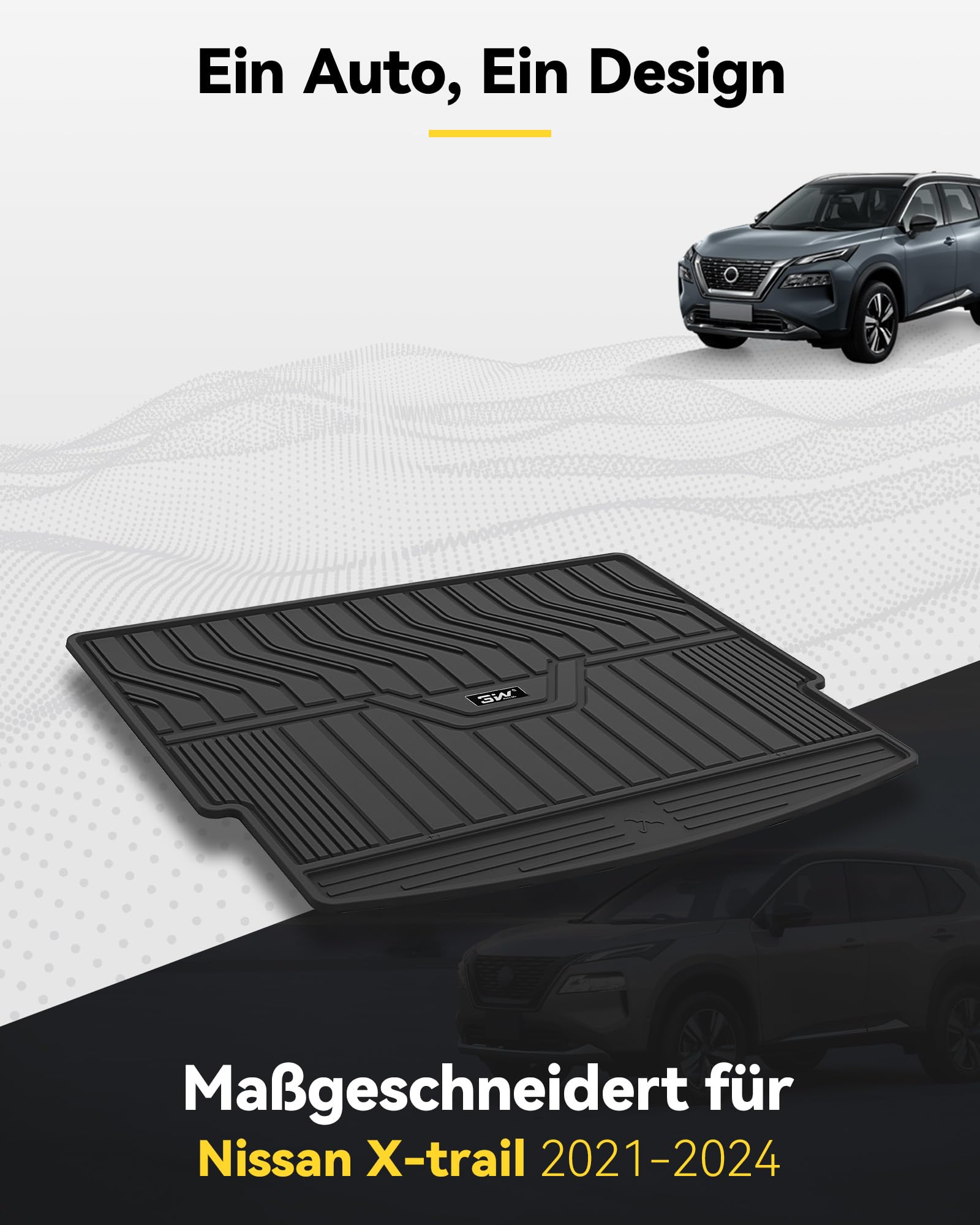 3W Kofferraumwanne für Nissan X-Trail T33 2021-2026 | TPE Thorex™ Allwetter | 3D Maßgeschneiderte Passform | Hundefreundlich Auto Zubehör | Wasserdicht & Kratzfest | Antirutsch