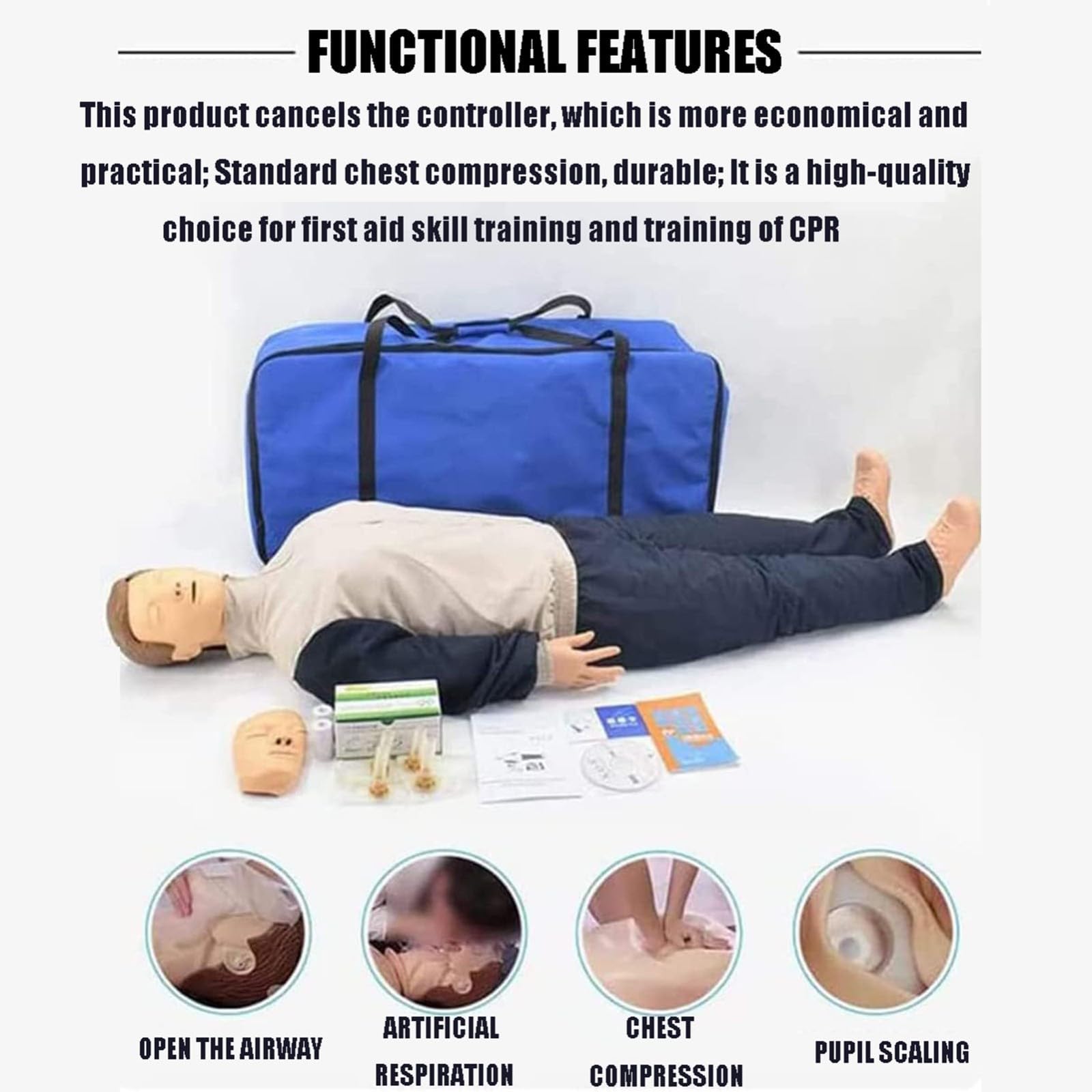 Simulador de Maniquí de Entrenamiento de RCP para Adultos de Cuerpo Completo y Tamaño Real para Primeros Auxilios Modelo Médico para Formación de Médicos y Enfermeras