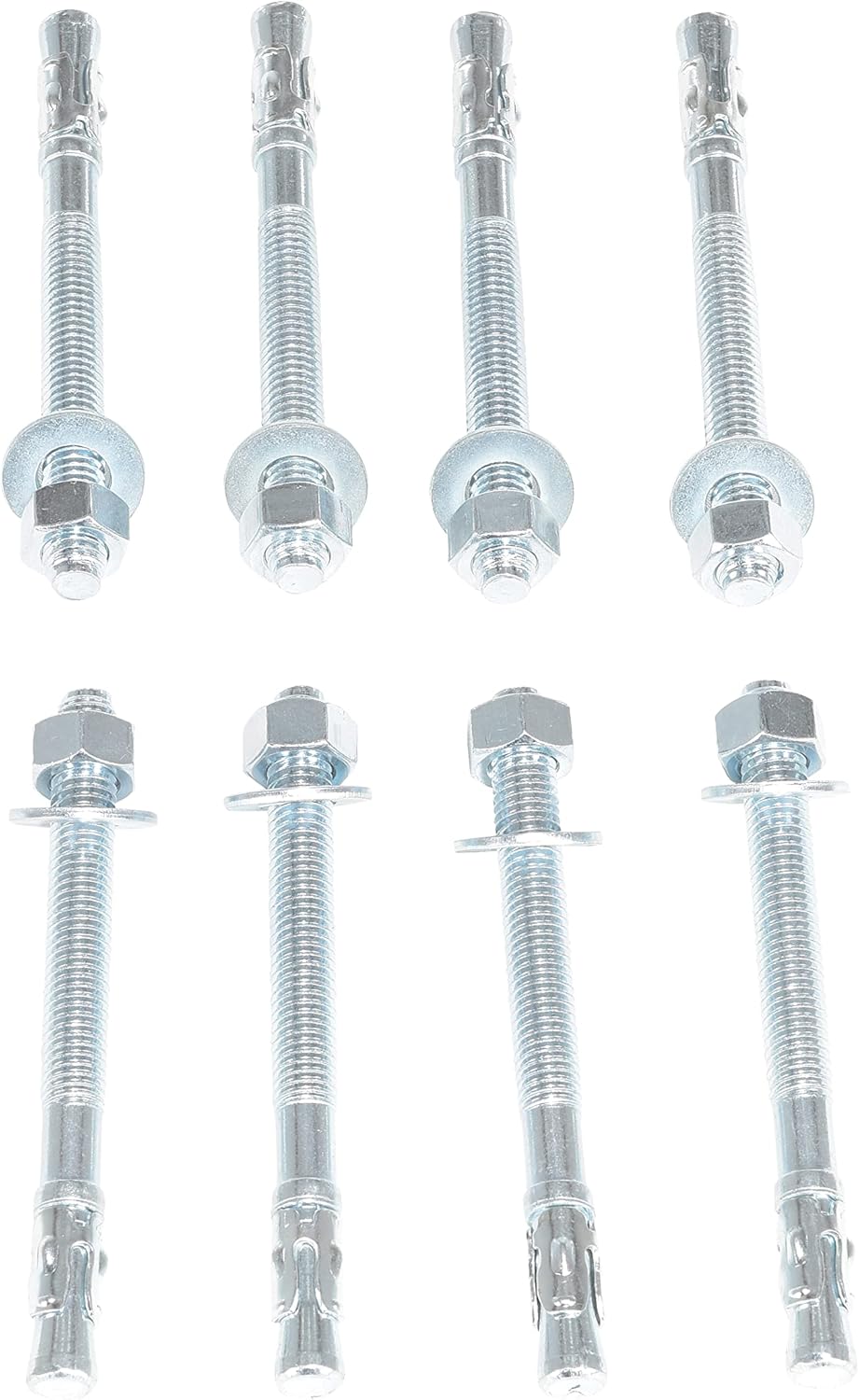 Vestil AS-125-8PK Steel Concrete Sleeve Anchor Bolts 8 Pack 1/2 in. x 5 in. Silver