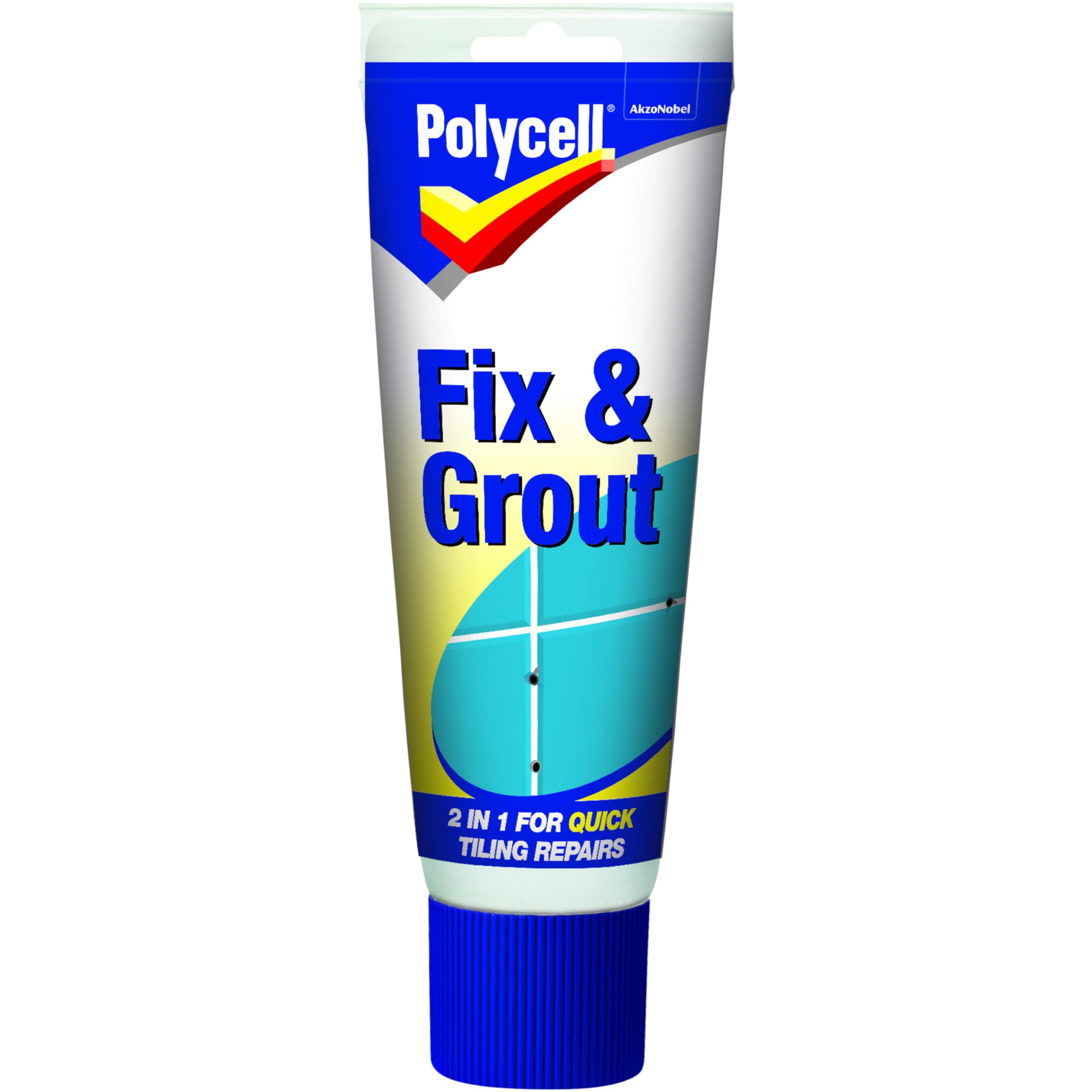 AMKPolycell 2 in 1 Tile Fix & Grout Tube 330g Brilliant White Grouting Waterproof Finish Ideal for Tiling Repairs Broken Tiles Quick Dry