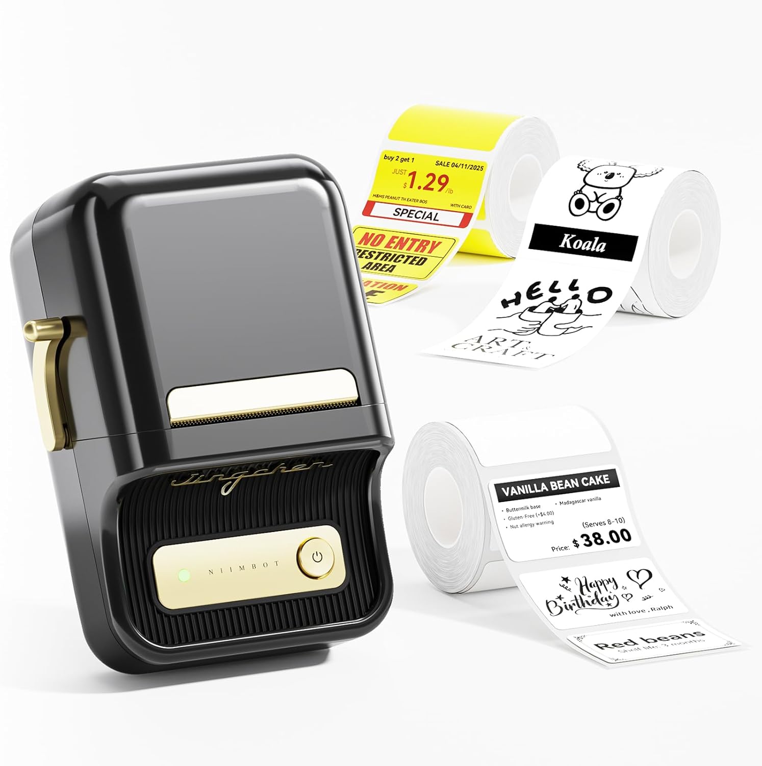 NIIMBOT B21 Pro Label Maker with 3 Roll Labels,300DPI HD Thermal Printer