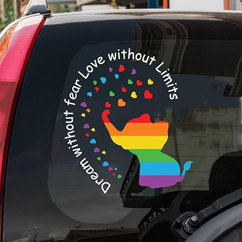Miniatura 4 de Calcomanía de elefante con texto en inglés "Dream Without Fear Love Without Limits Elephant", calcomanías bisexuales para automóvil, calcomanías